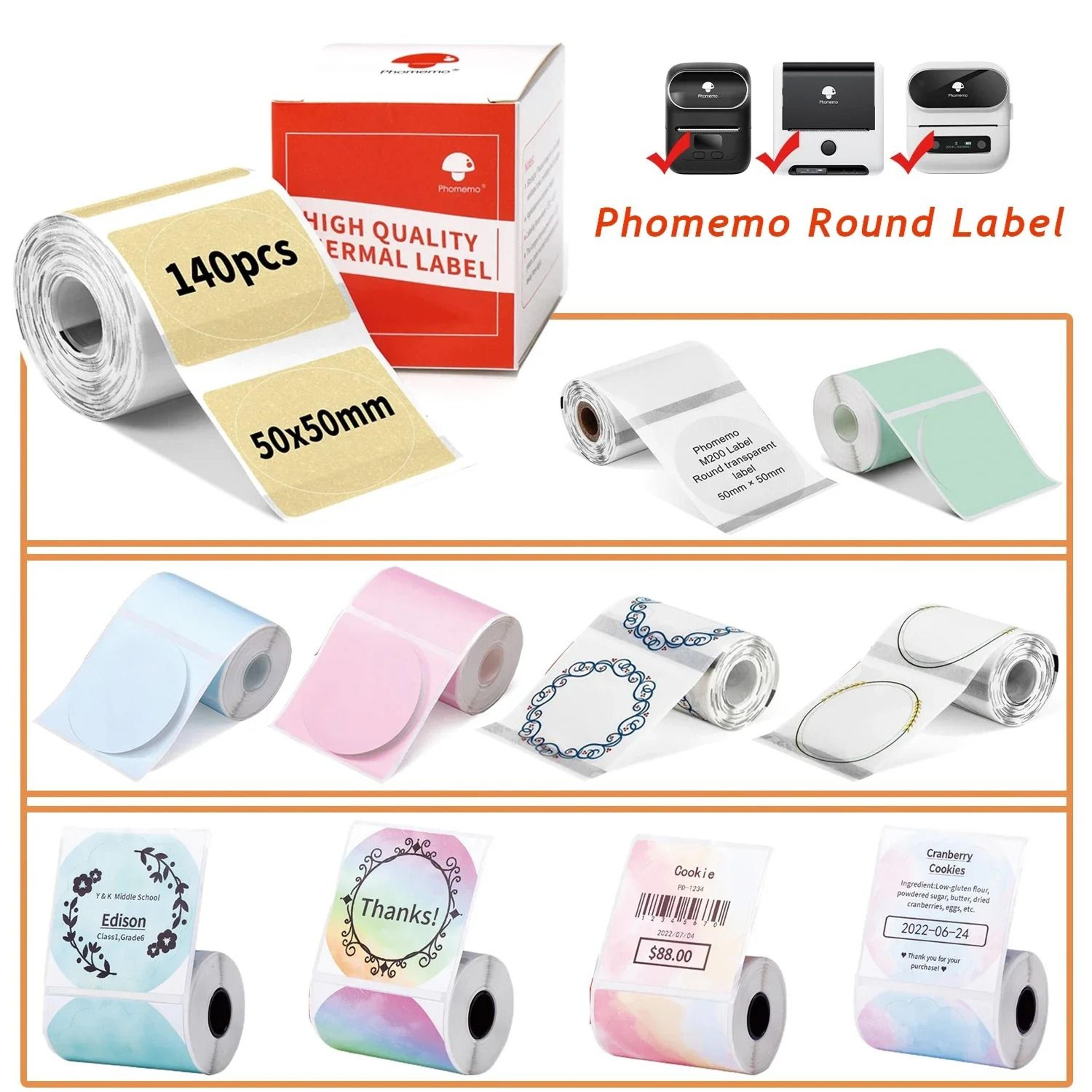 phomemo round self-adhesive thermal labels for custom printing