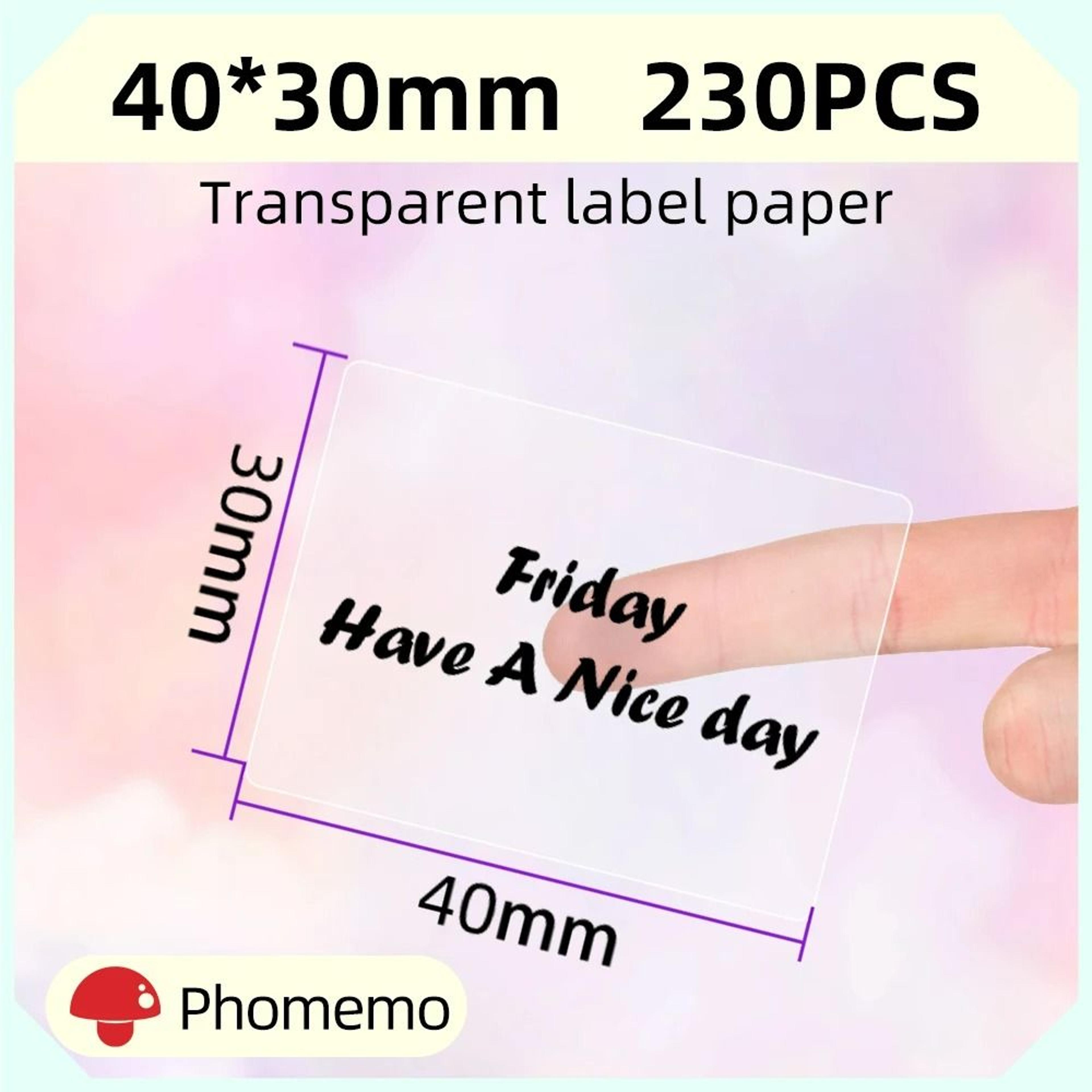 clearmark phomemo transparent thermal label roll