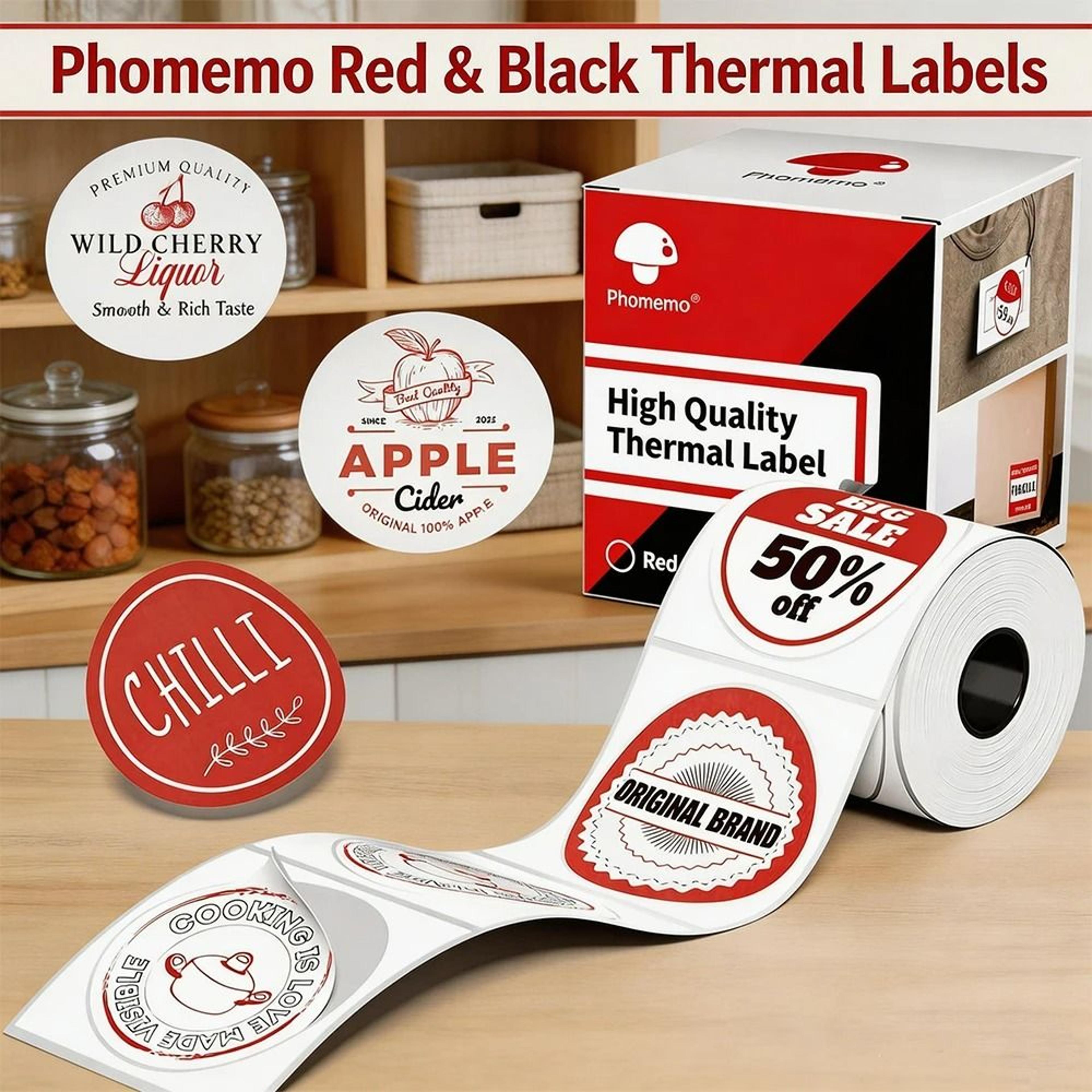 alertmark phomemo red black thermal warning labels