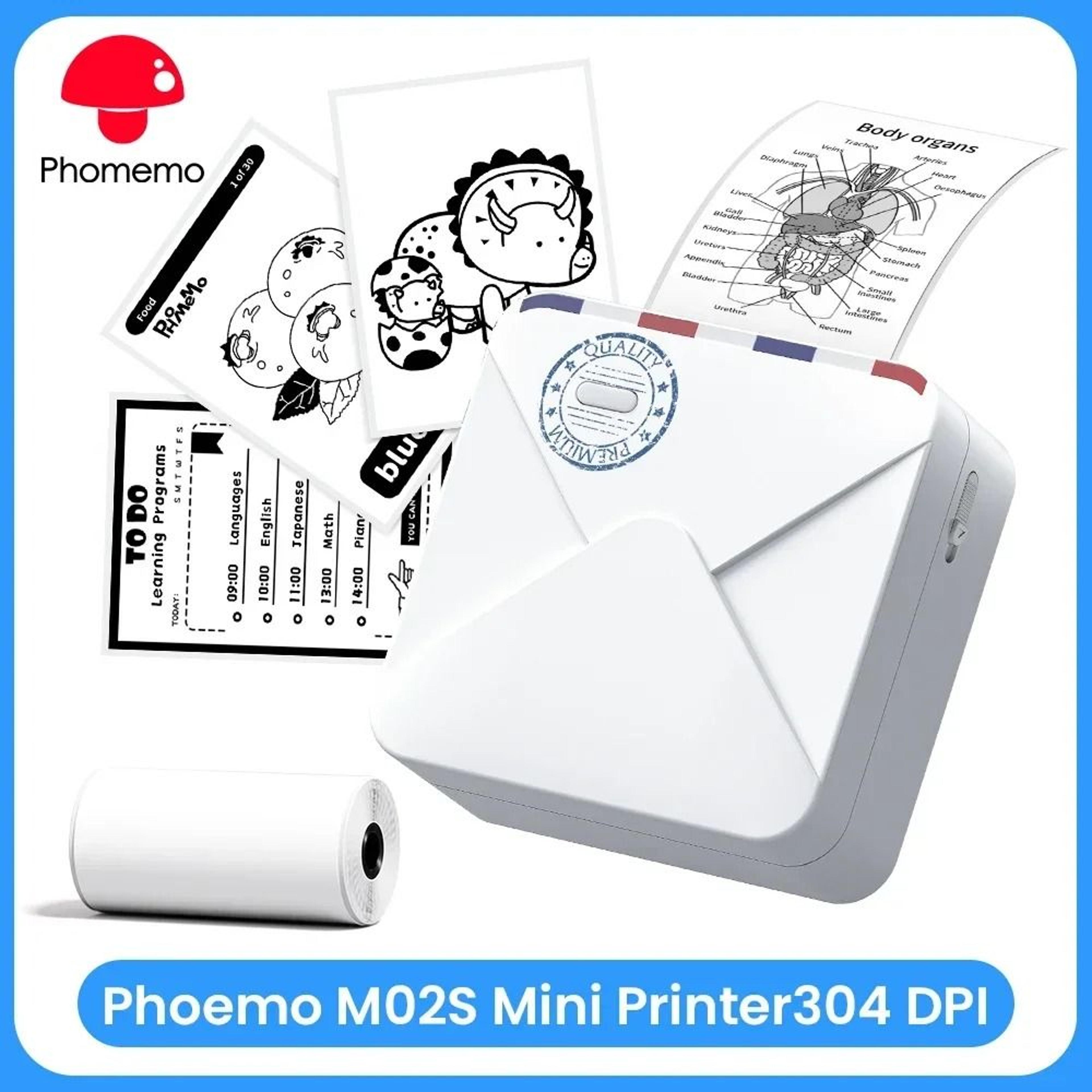 phomemo m02s hd bluetooth pocket photo printer