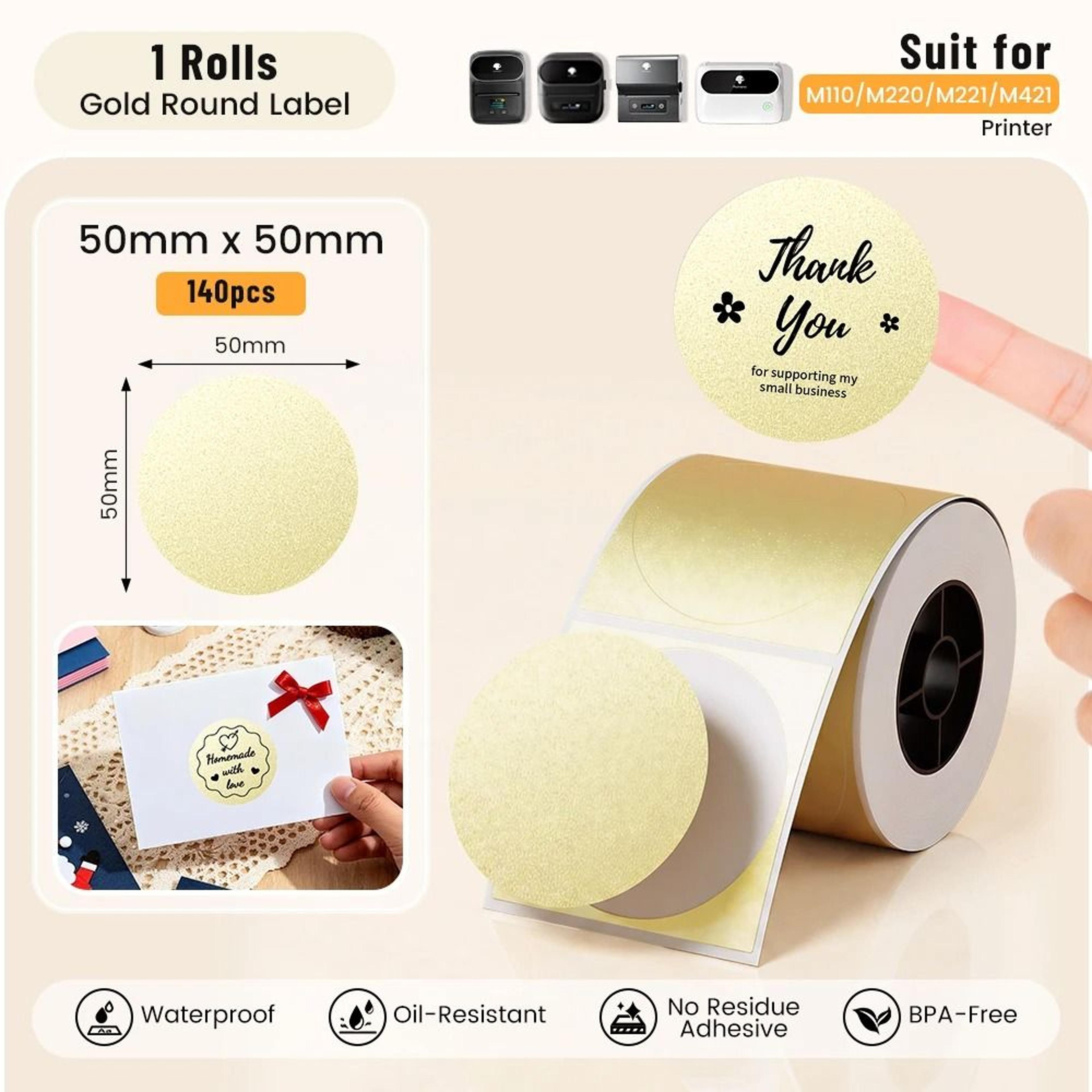 phomemo m110 luxegold adhesive label stickers