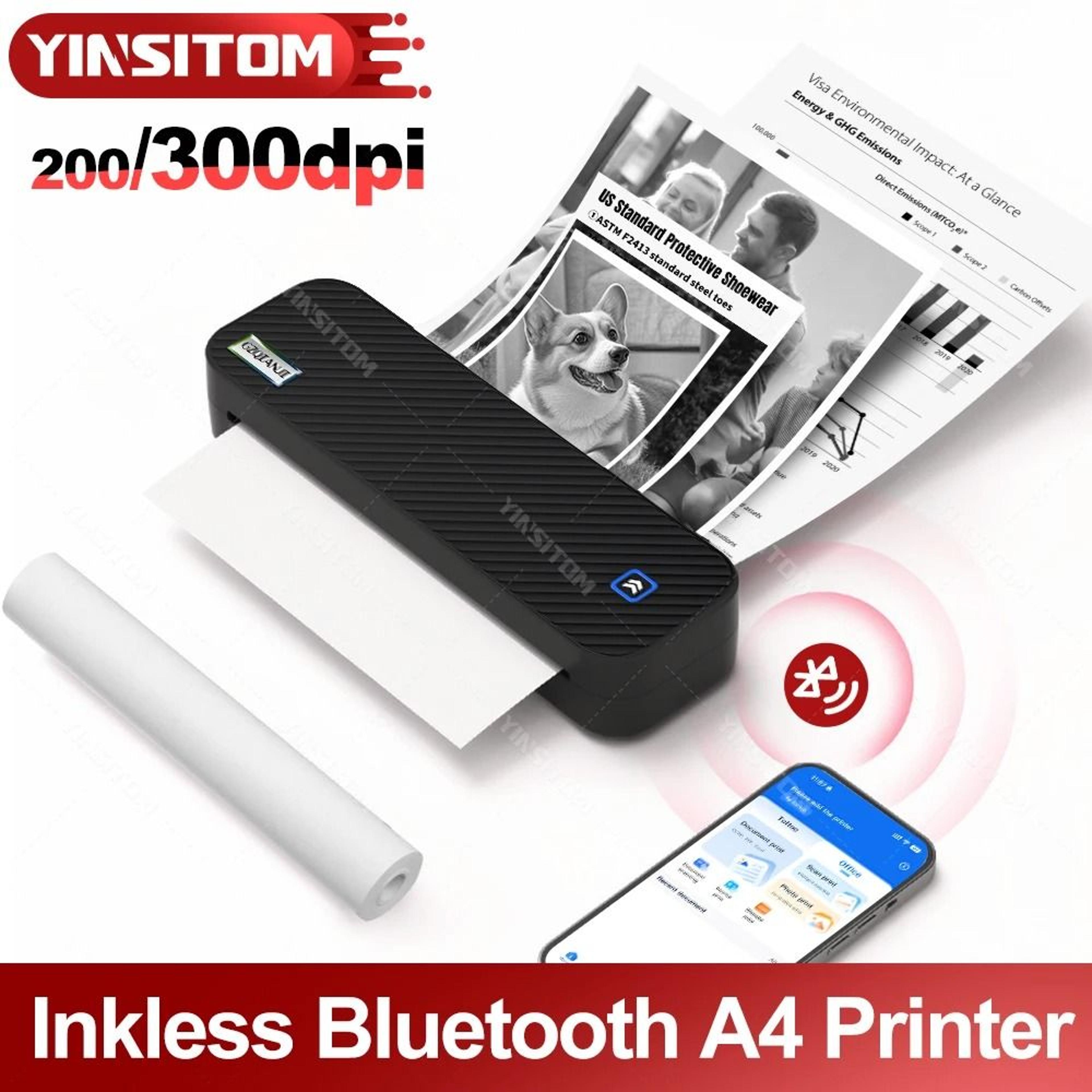yinsitom 300dpi portable bluetooth thermal printer