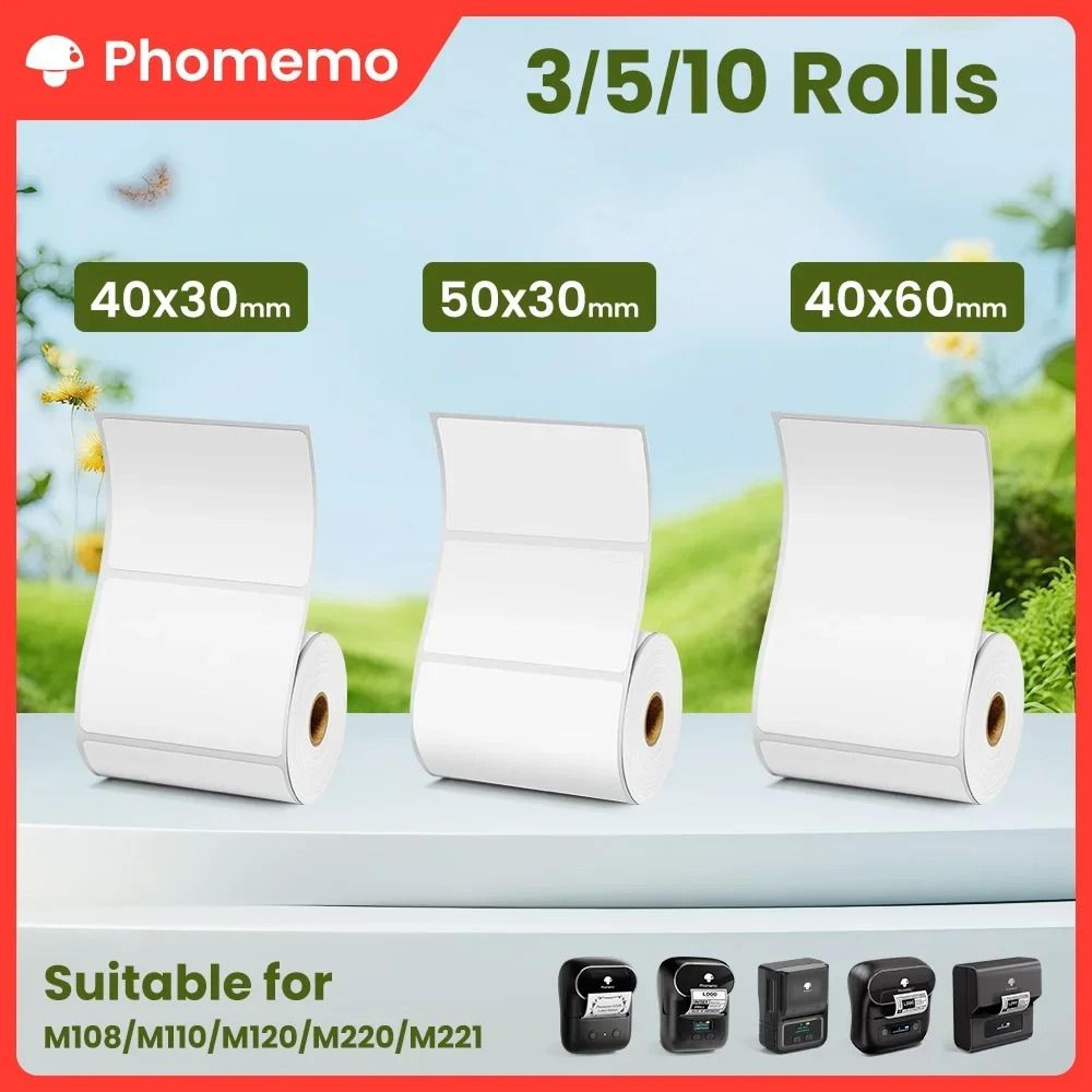 phomemo 40x30mm white thermal label rolls