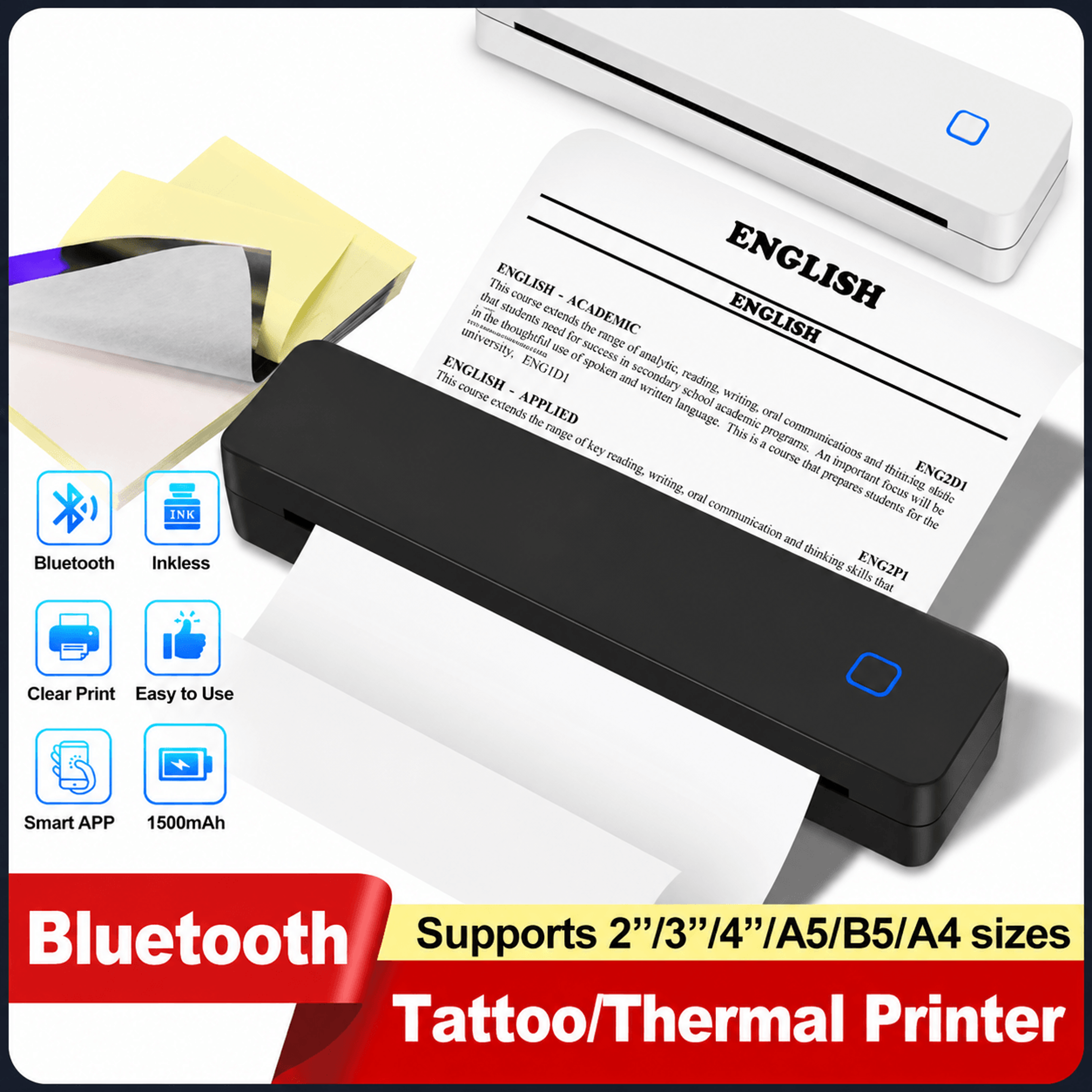 portable a4 wireless bluetooth thermal printer