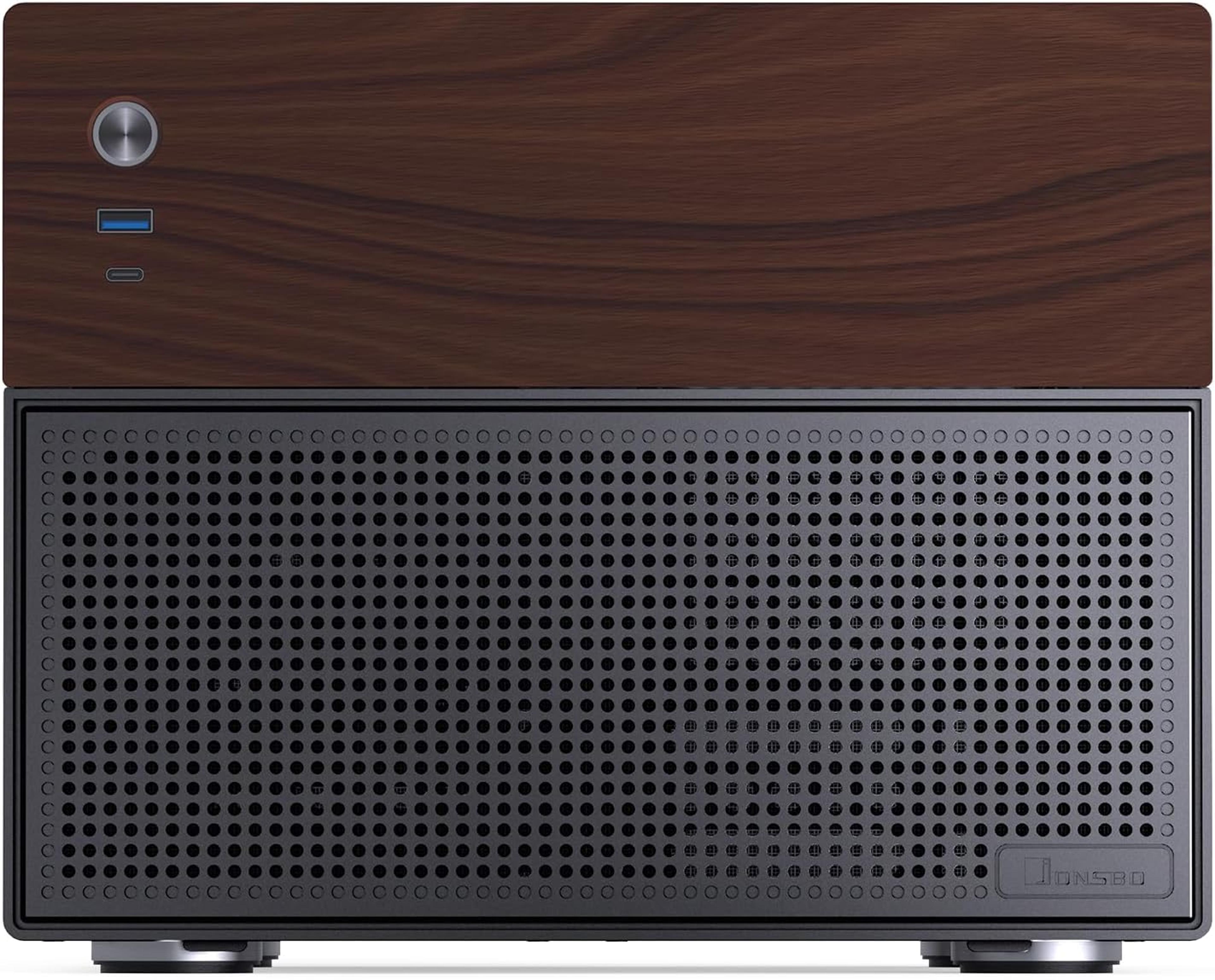 jonsbo n4 black nas chassis – compact 8-bay micro-atx case with walnut panel