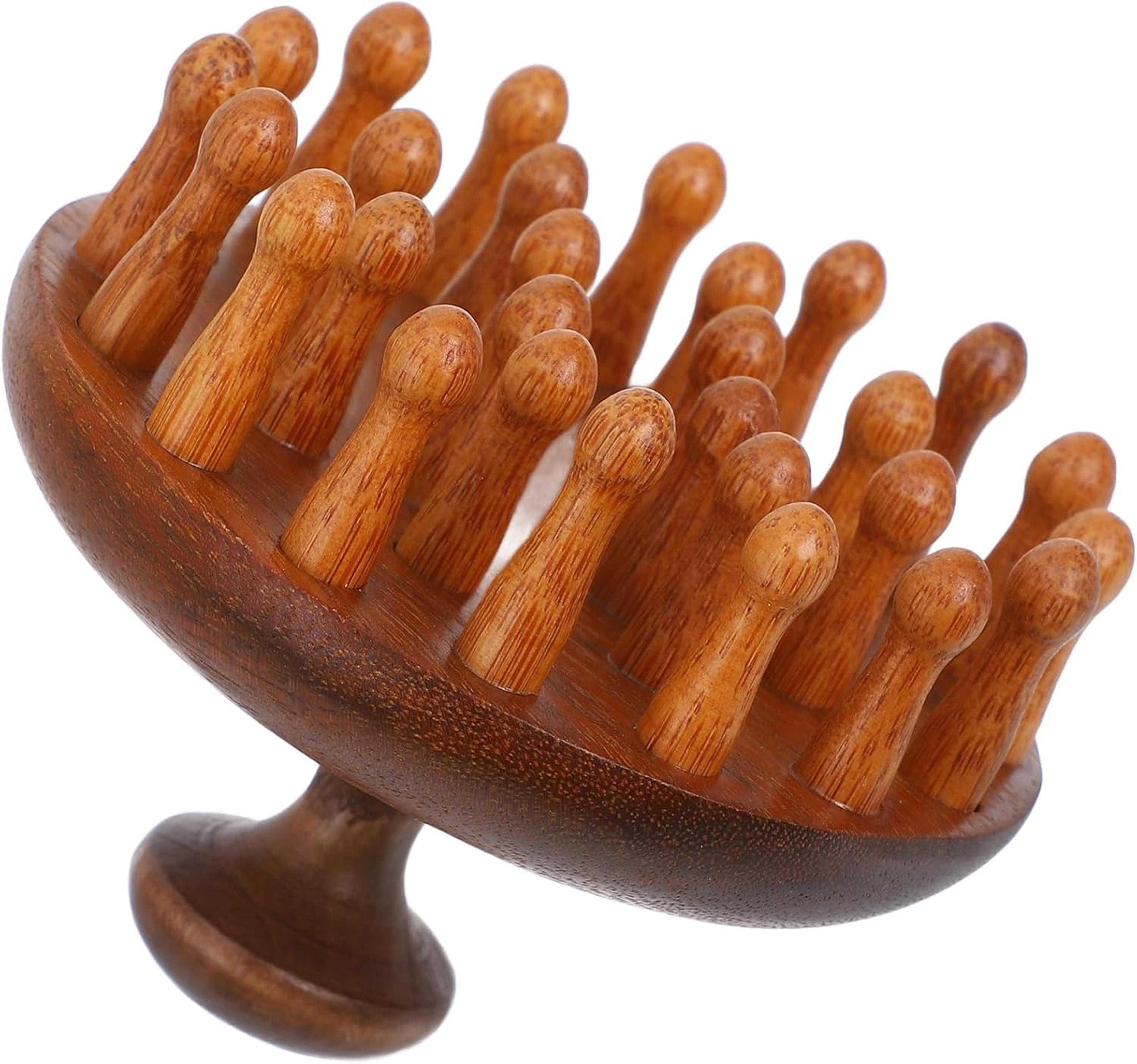 multi-functional sandalwood massage comb – scalp stimulator & body guasha tool