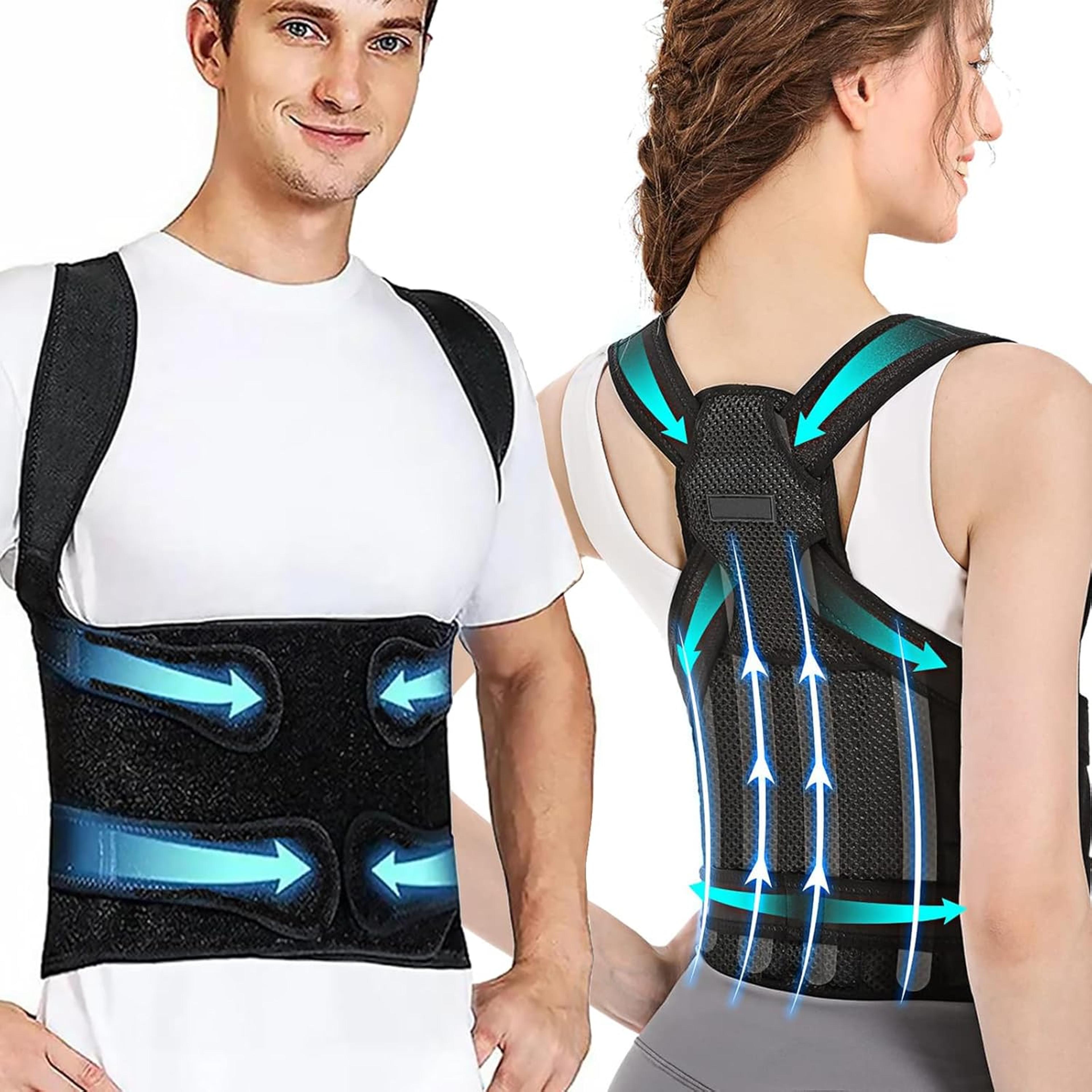 adjustable back brace posture corrector – full back support for spine neck & shoulder alignment (men & women)