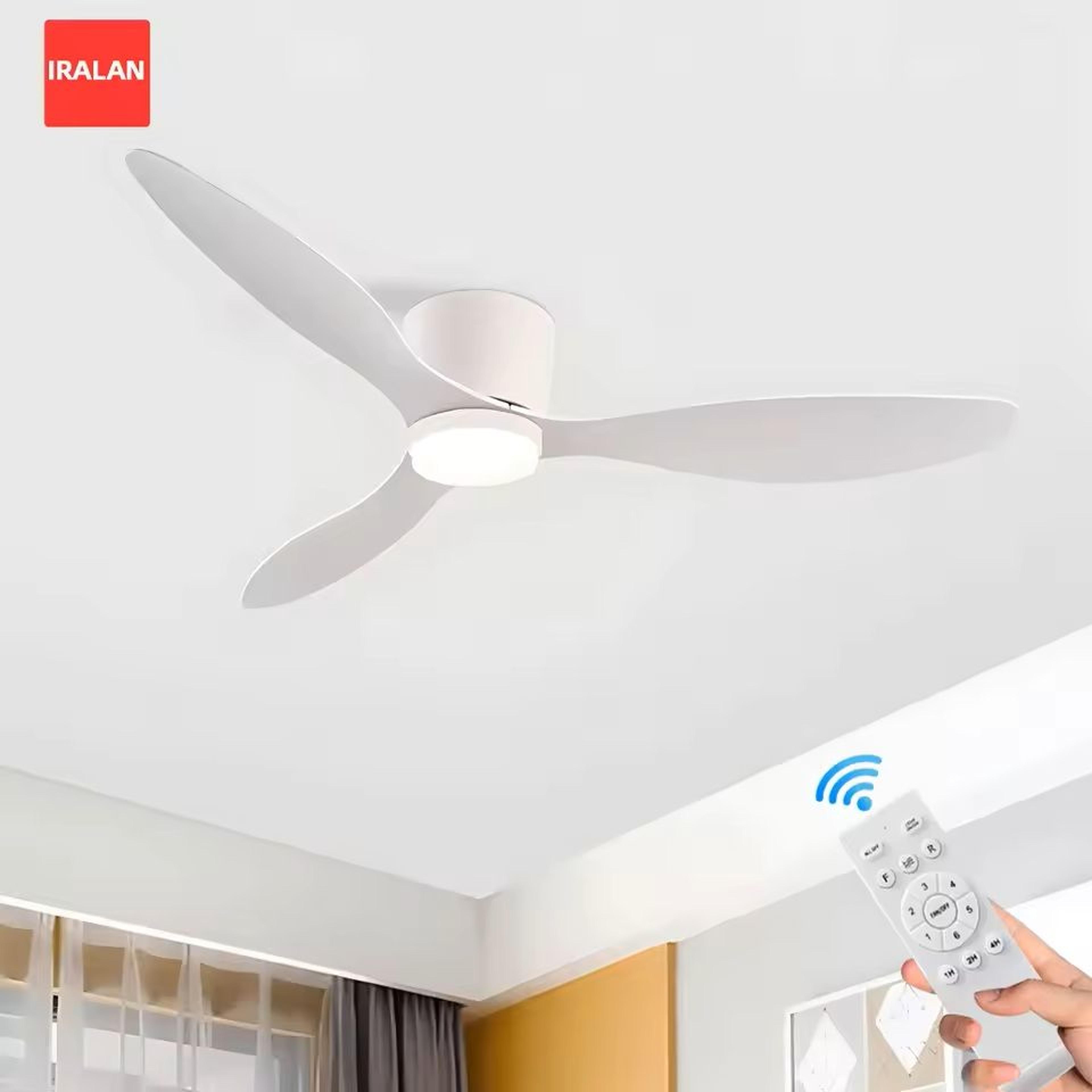 iralan ceiling fan with light reversible dc motor 6 speed dimmable