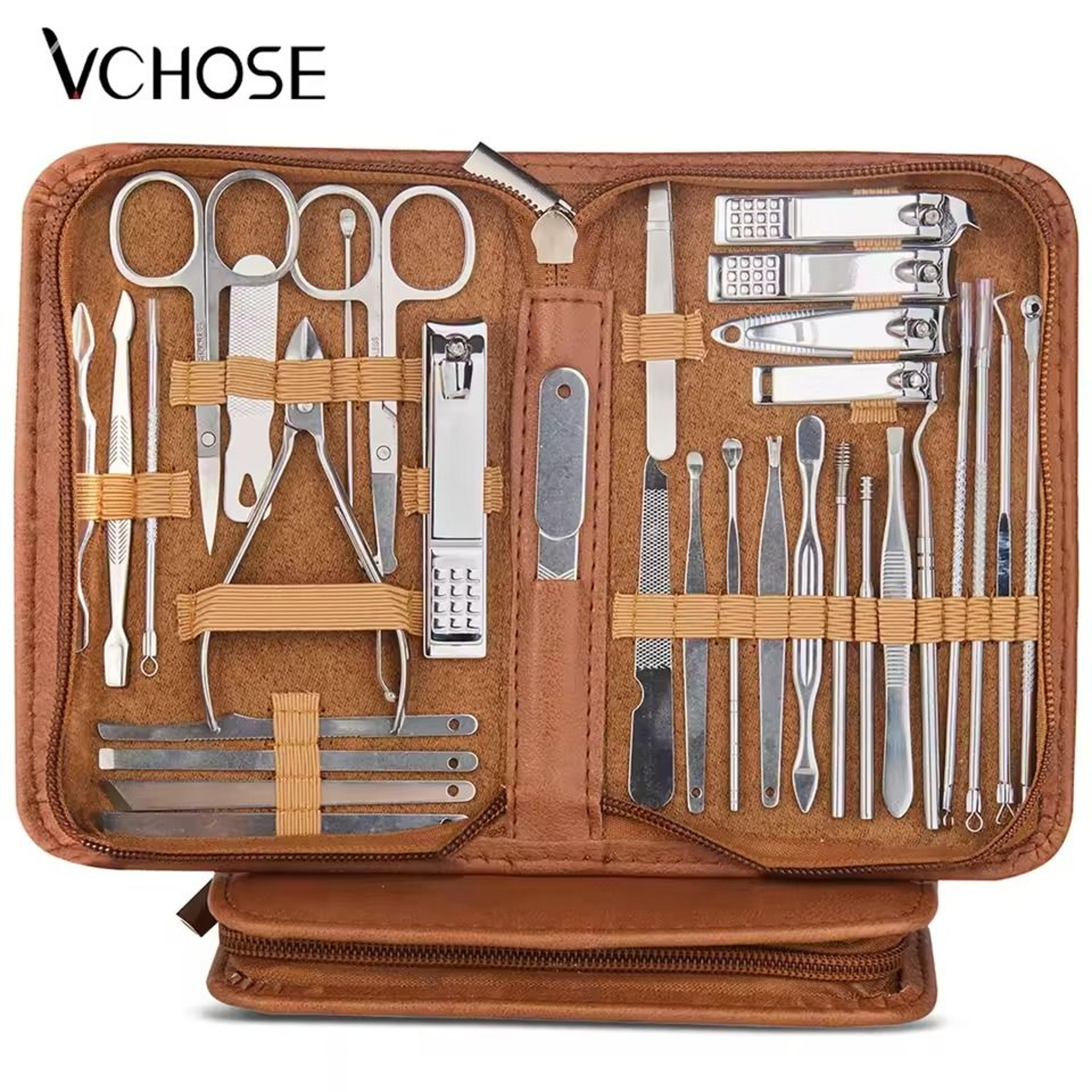 professional stainless steel manicure and pedicure set grooming kit with scissors and nail tools