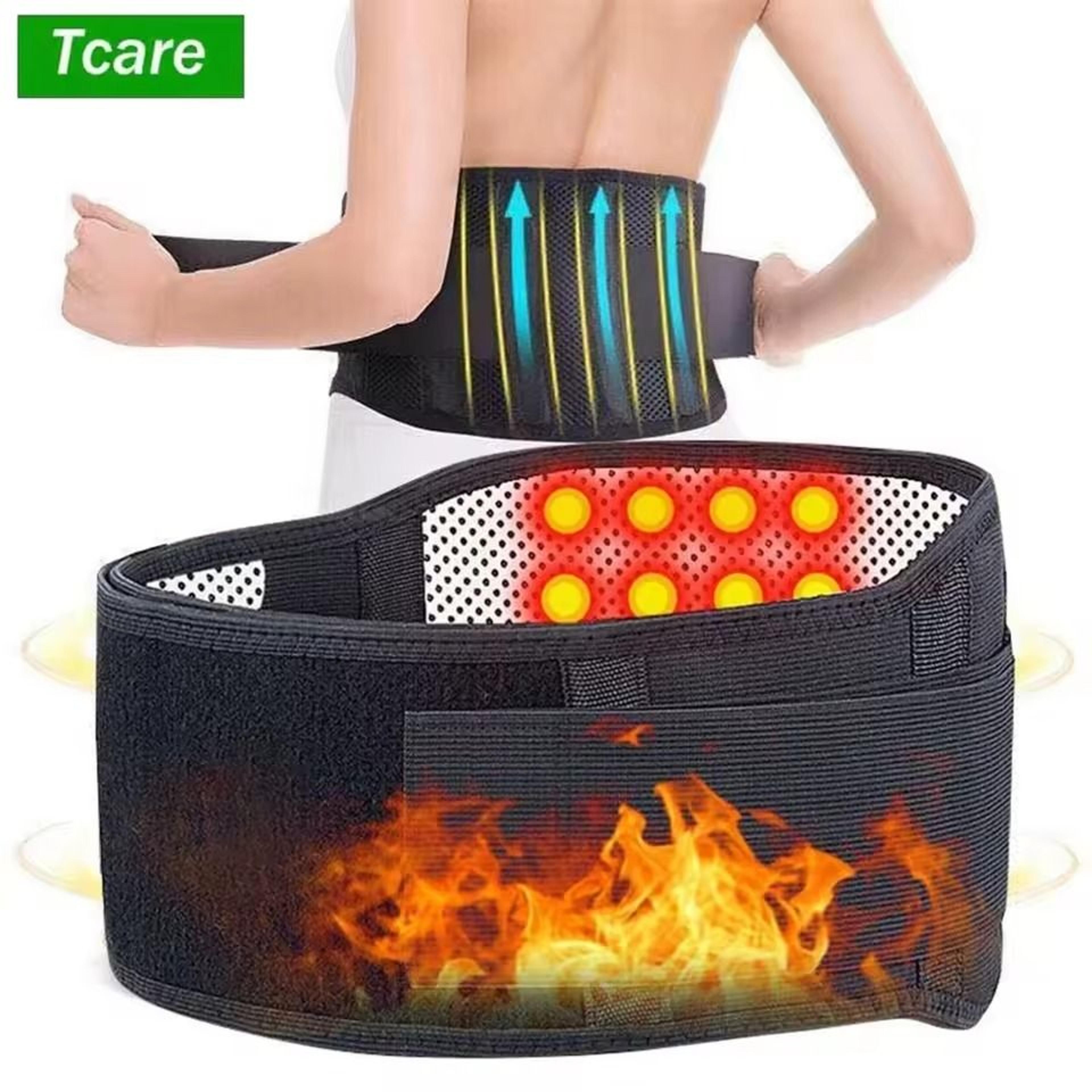 adjustable lumbar support belt with self heating and magnetic therapy