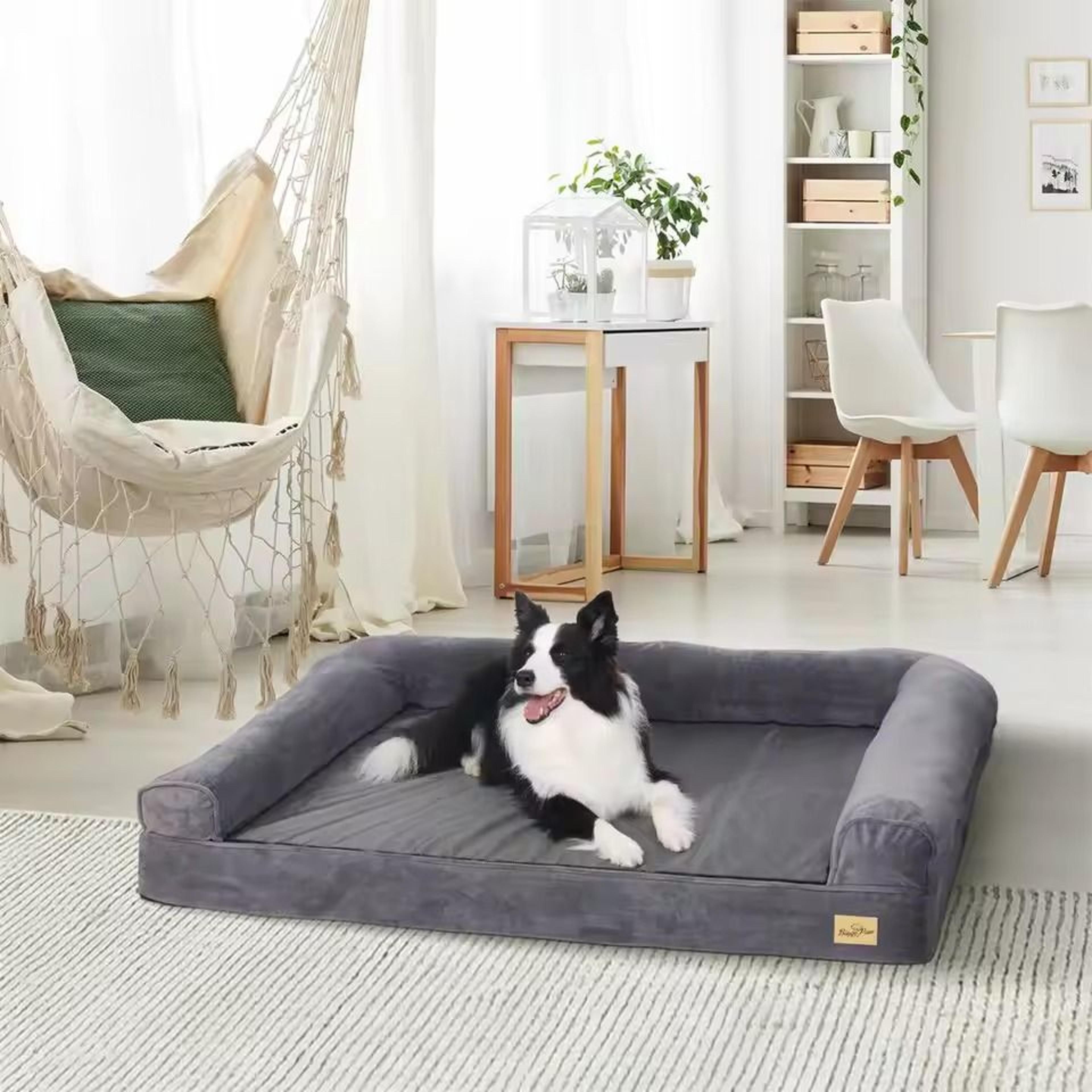 orthopedic dog bed with washable cover and memory foam cushion