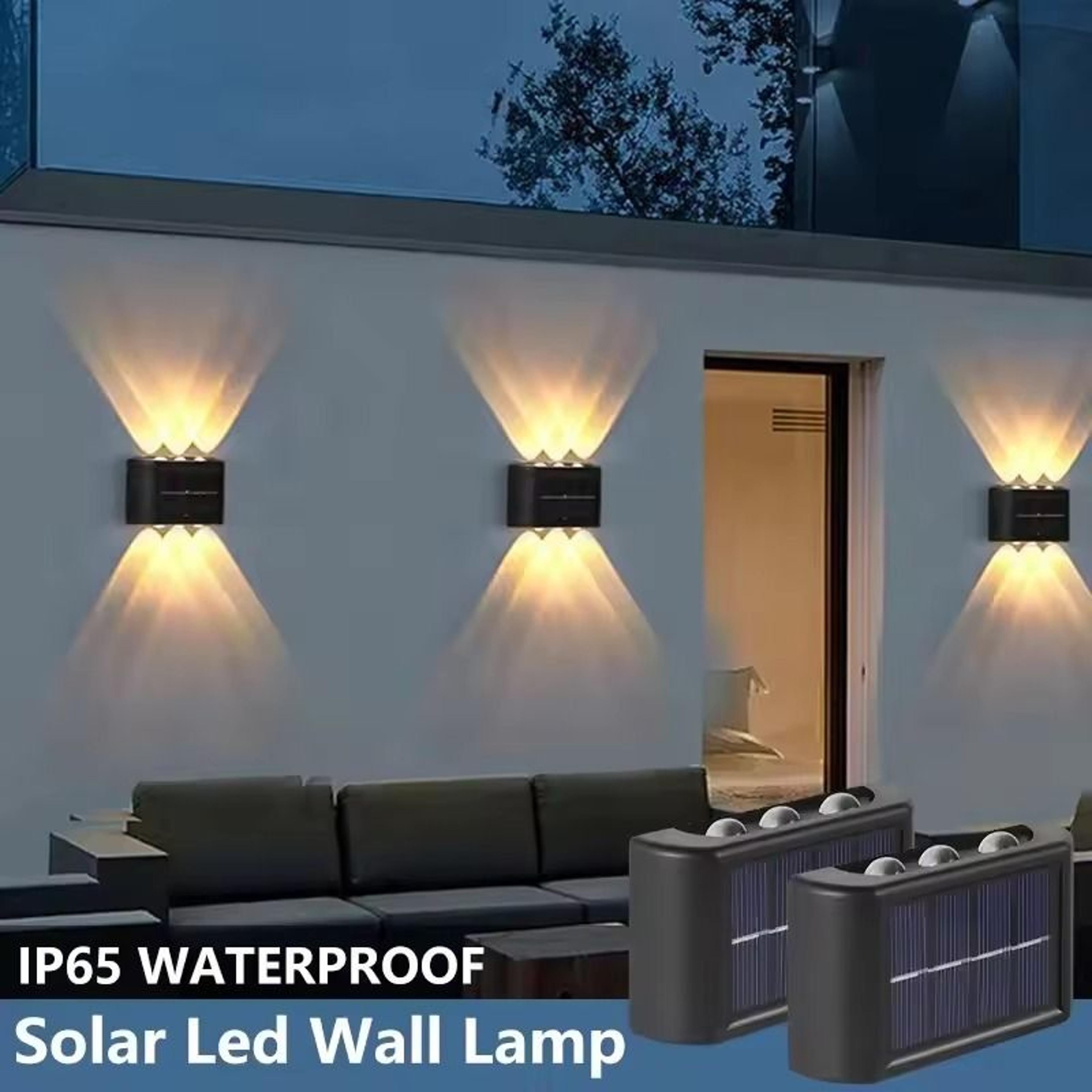 outdoor solar wall lamp with waterproof up and down lighting for garden and home decor
