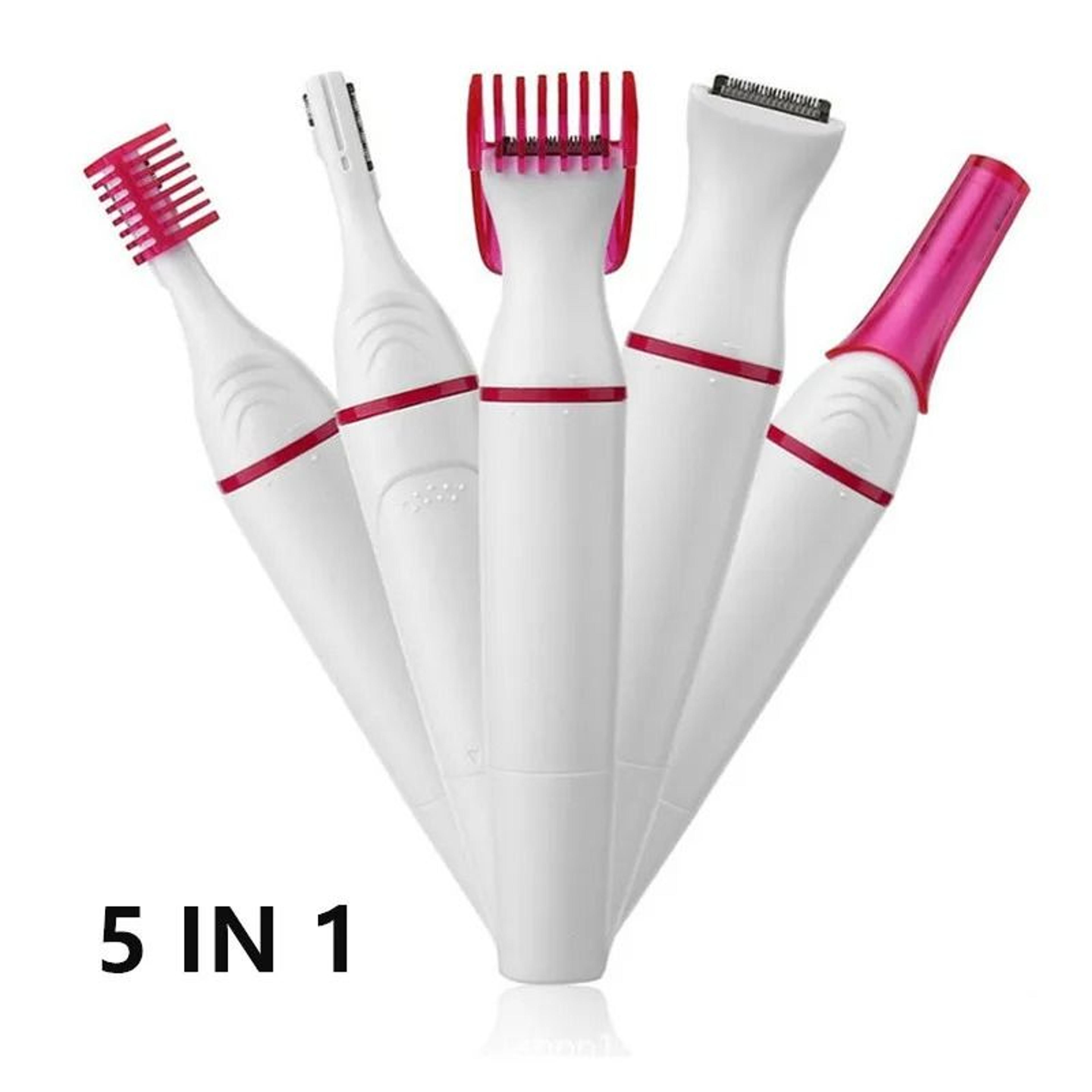 5 in 1 electric hair remover and epilator for women with shaver and trimmer heads for bikini underarm and eyebrow care