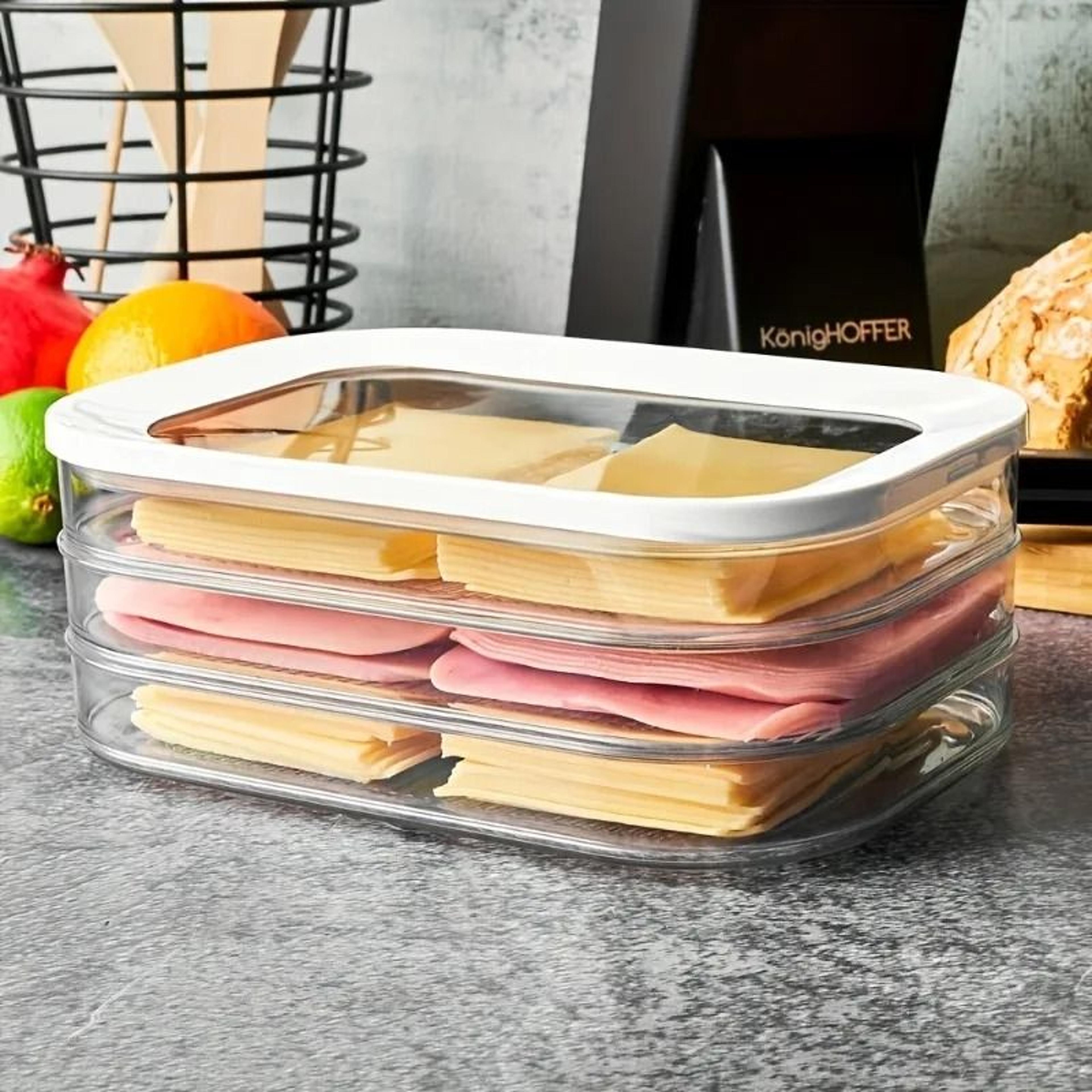 stackable refrigerator storage container with lid for meal prep and food organization