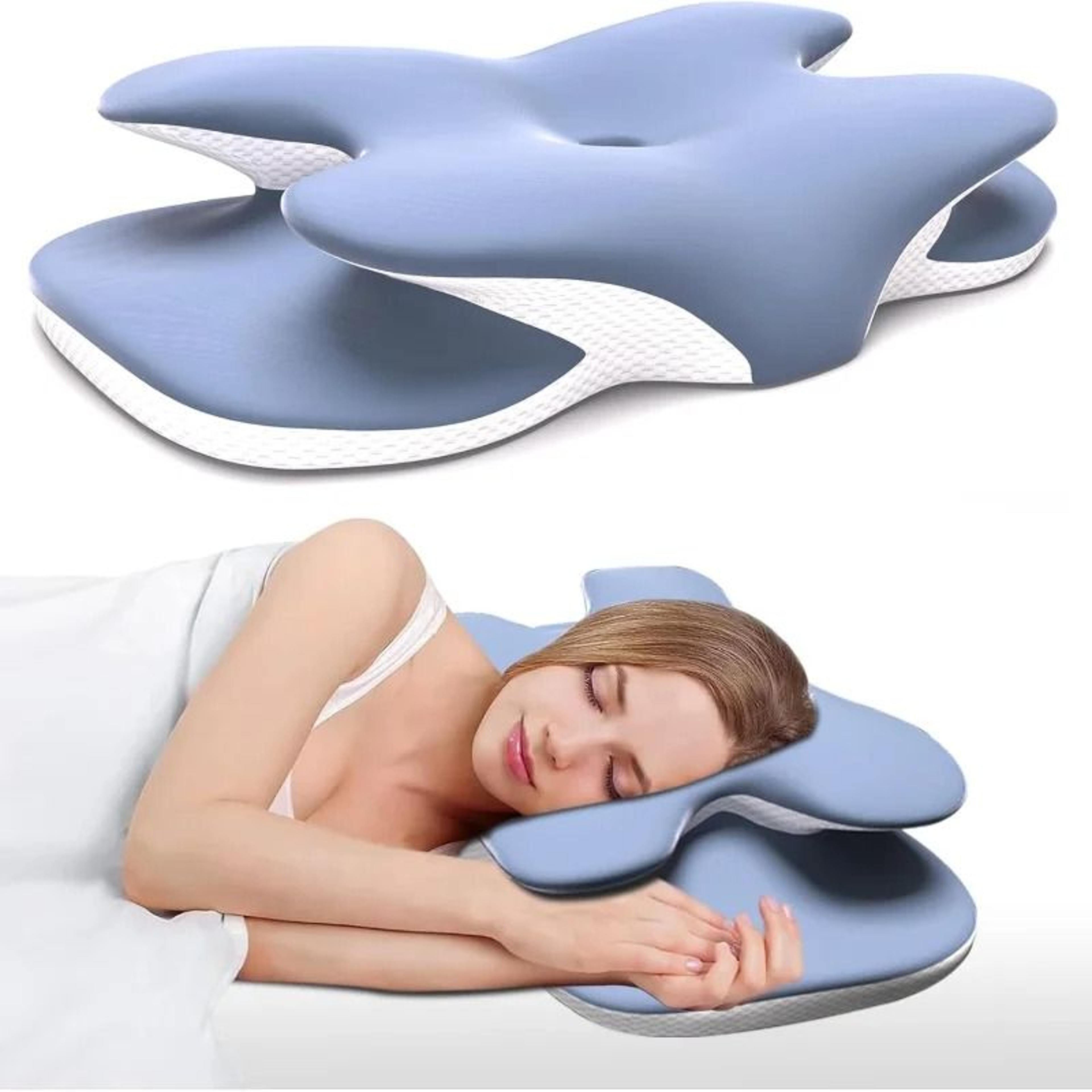 ergonomic memory foam cervical pillow with ice silk cover for neck pain relief and adjustable sleep support