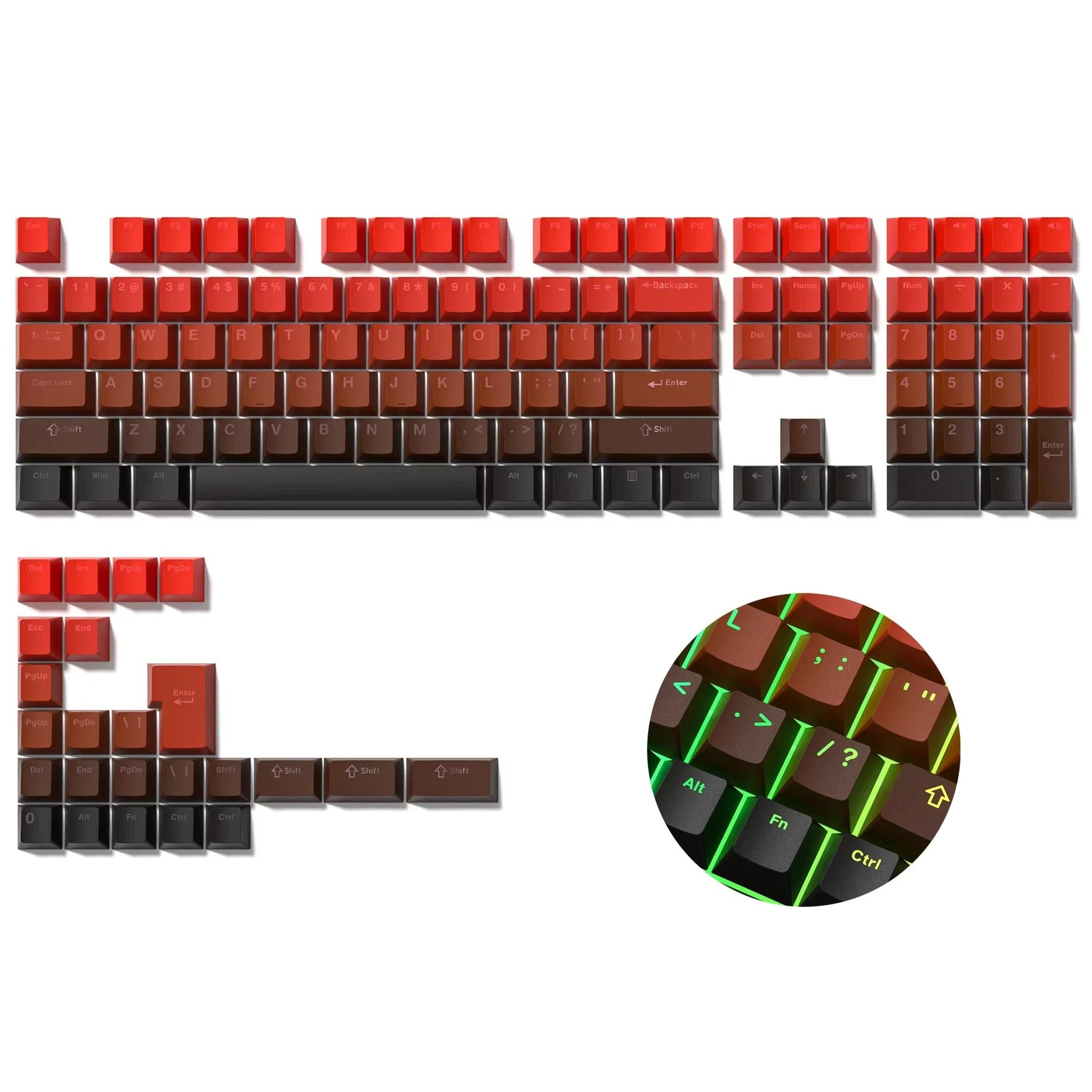136 key polar day pbt double shot side print backlit keycap set for mechanical keyboards
