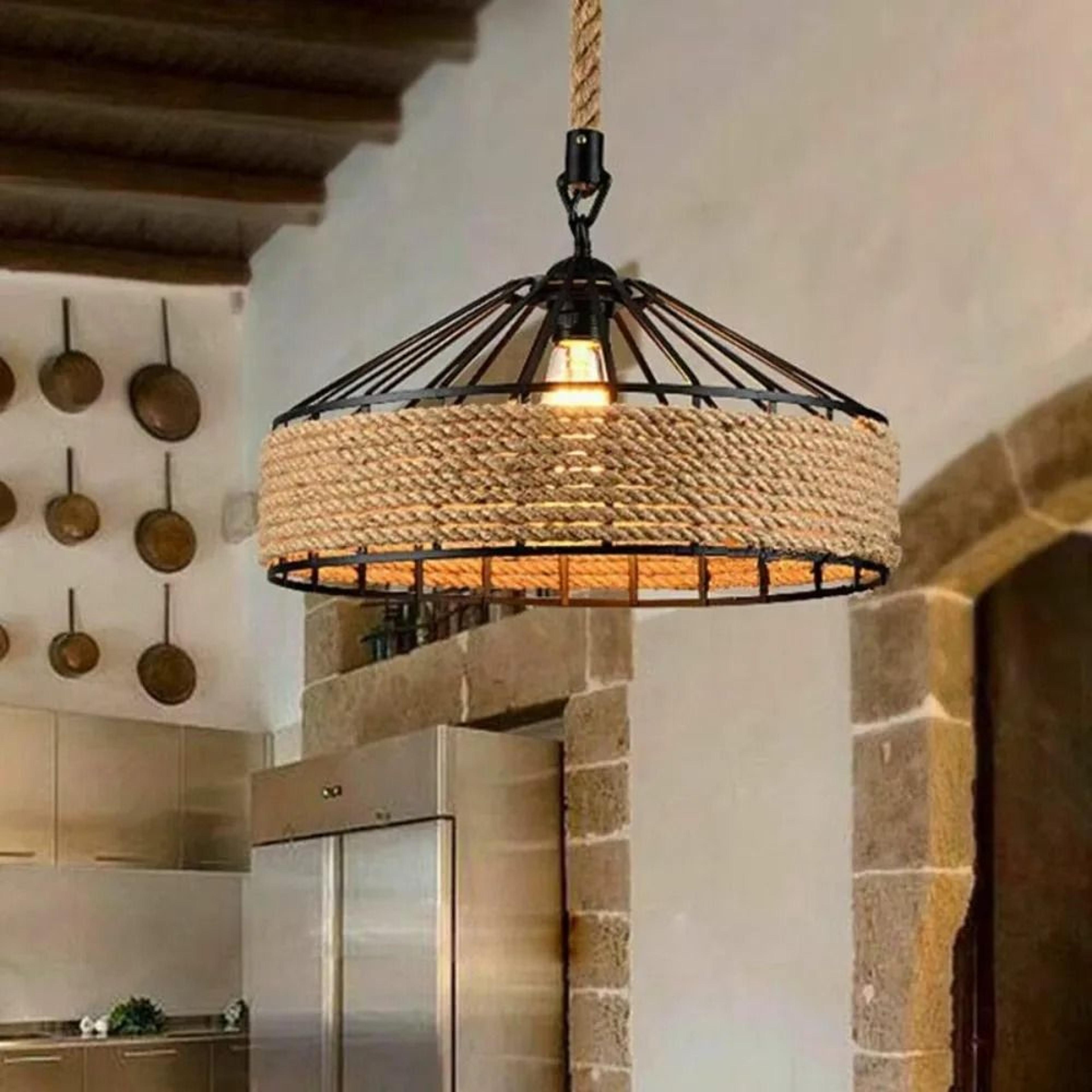 nordic vintage twine chandelier with adjustable rope design for kitchen bar and dining room decor