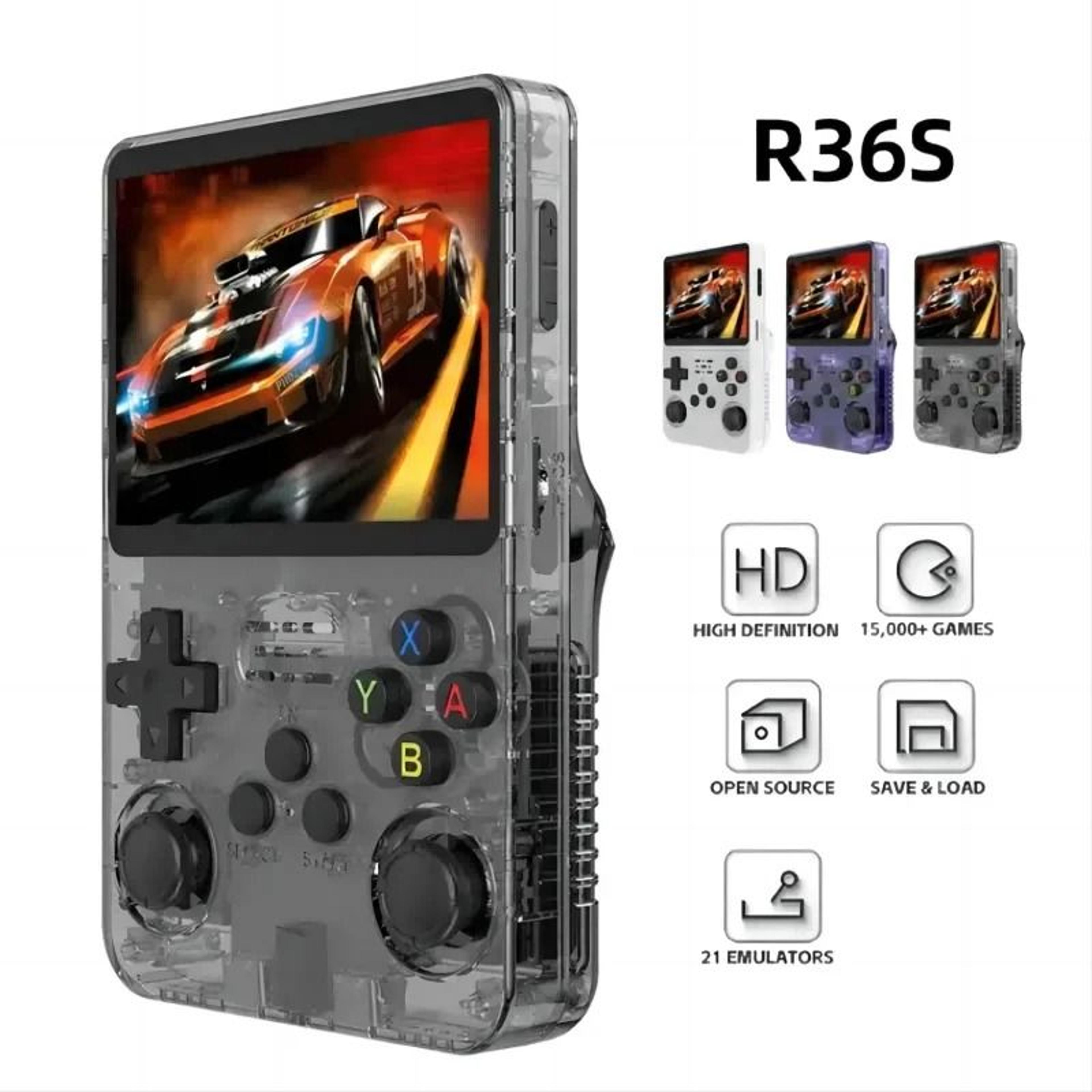 r36s retro handheld video game console with 35 inch ips screen and 64gb 10000 games