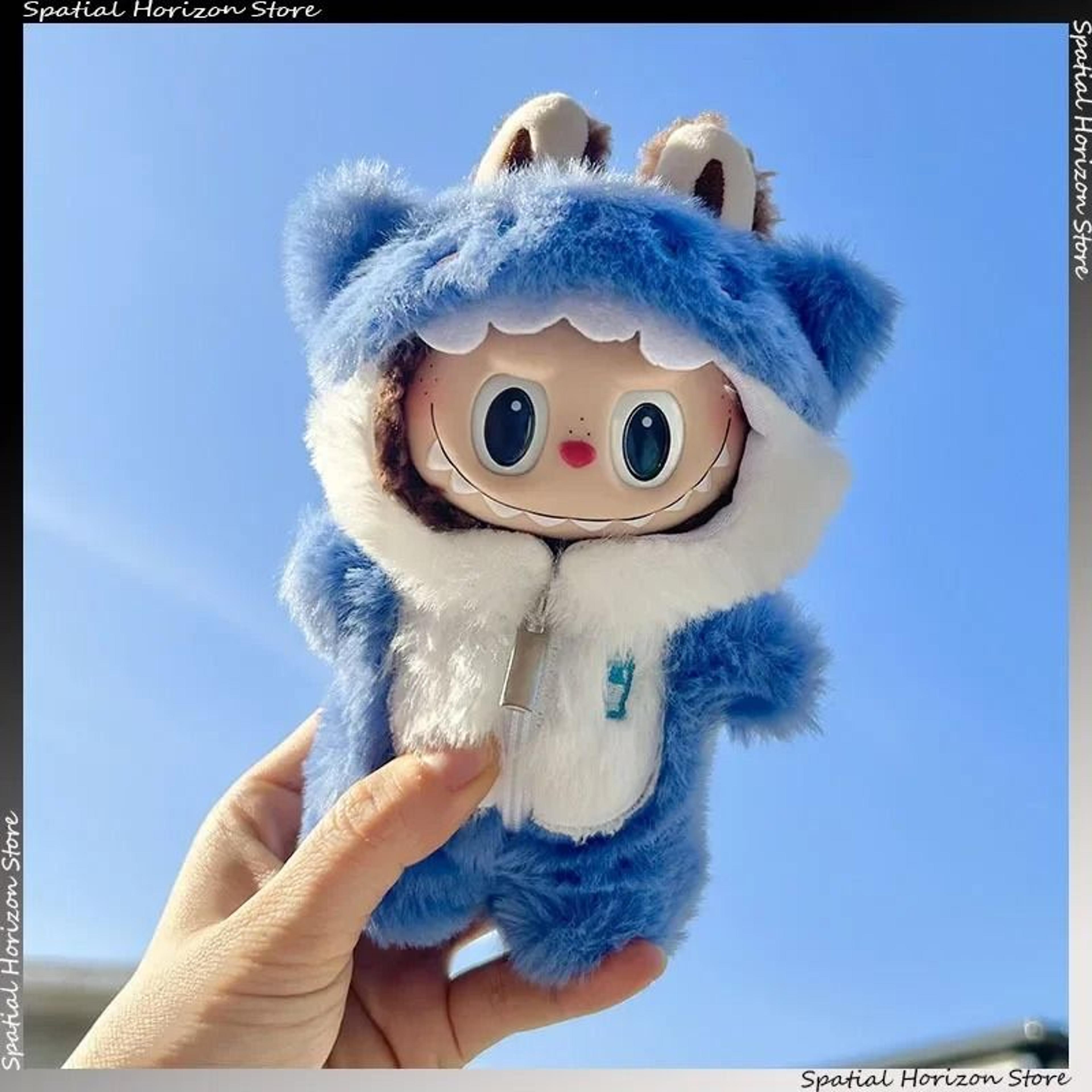 kawaii shark onesie outfit for labubu idol v1 v2 mini dolls plush clothing accessory