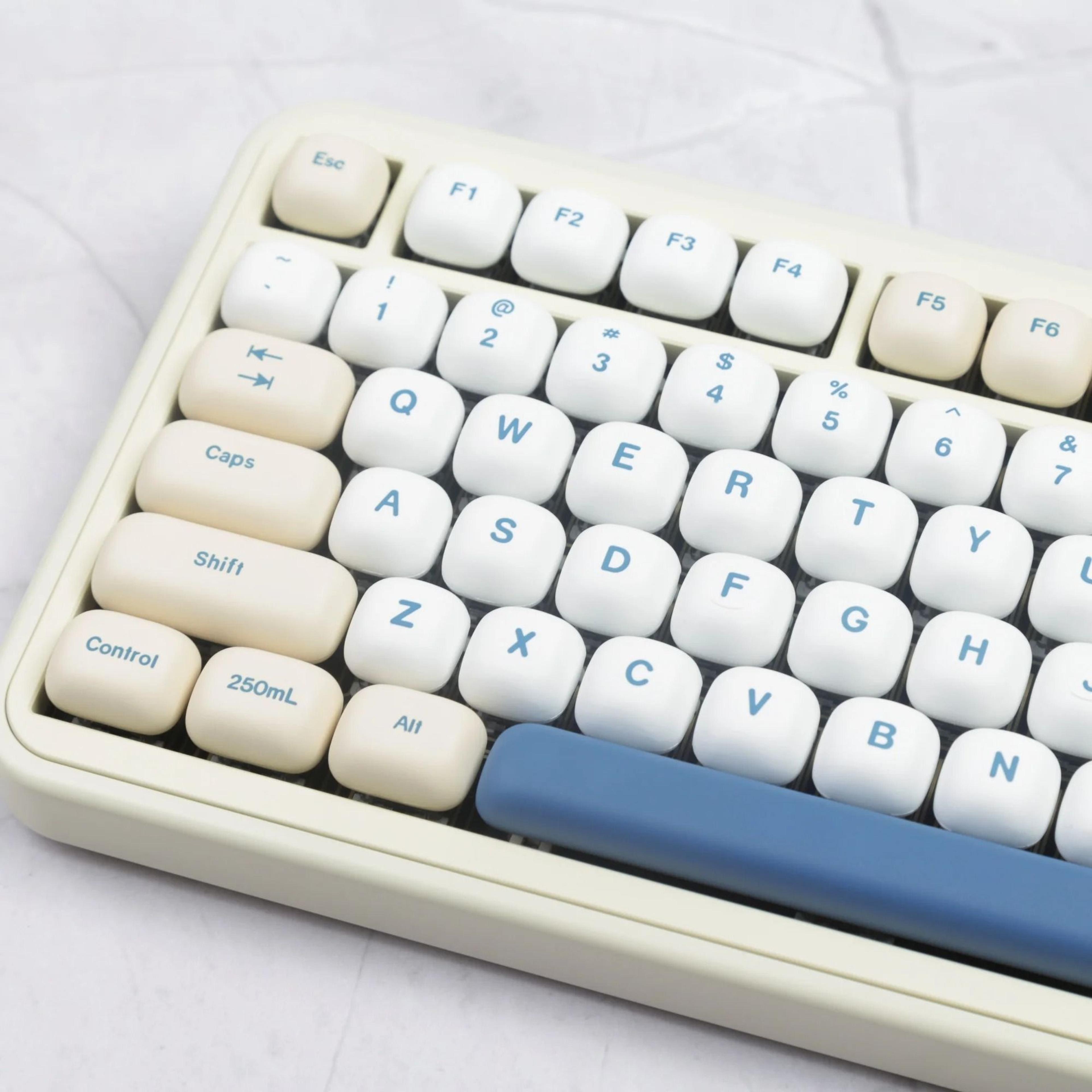 xda cherry oem mog soy milk pbt keycaps for mechanical keyboards with 68 75 82 98 104 layout compatibility