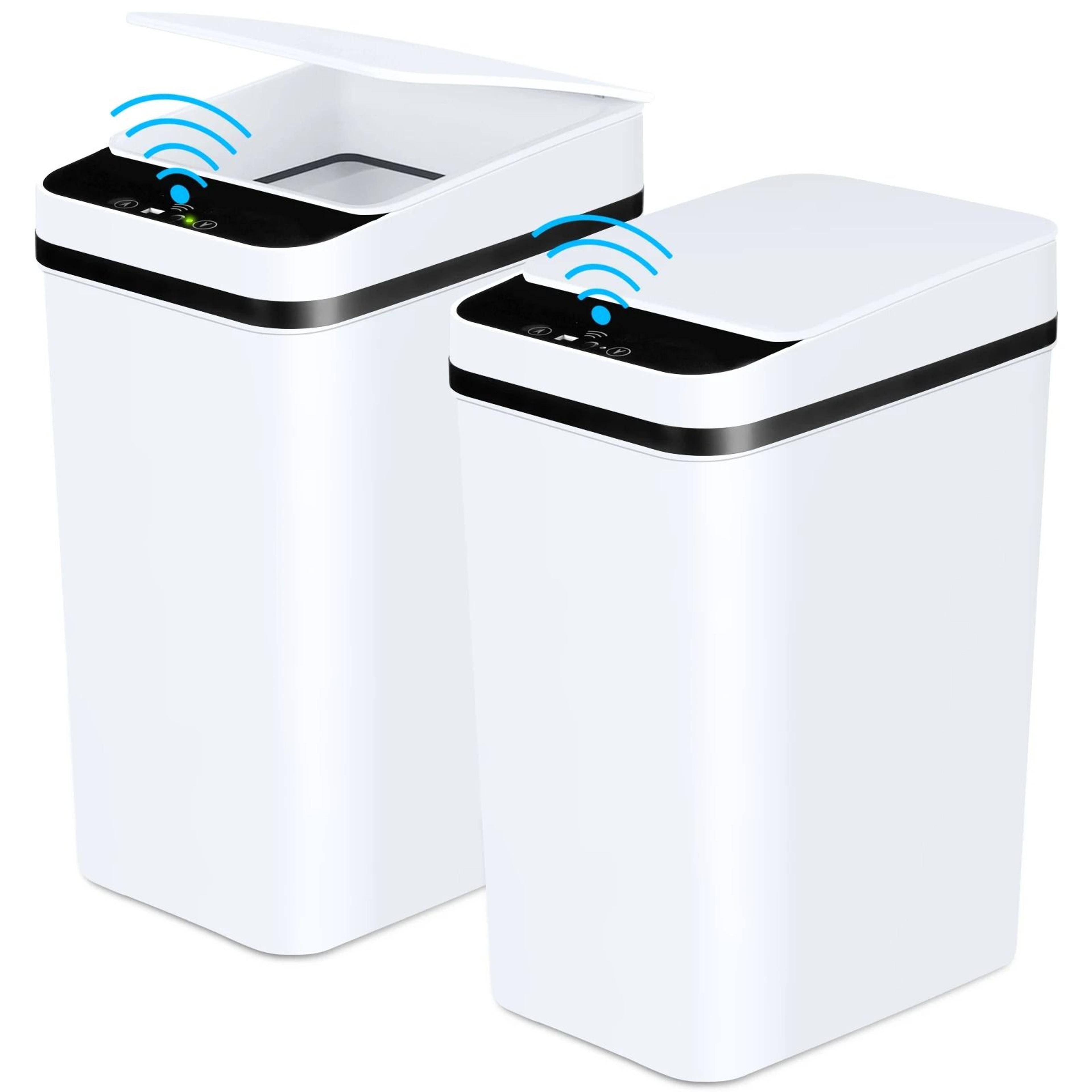 2 pack 12l motion sensor trash cans with lid slim touchless design for bathroom bedroom or office use
