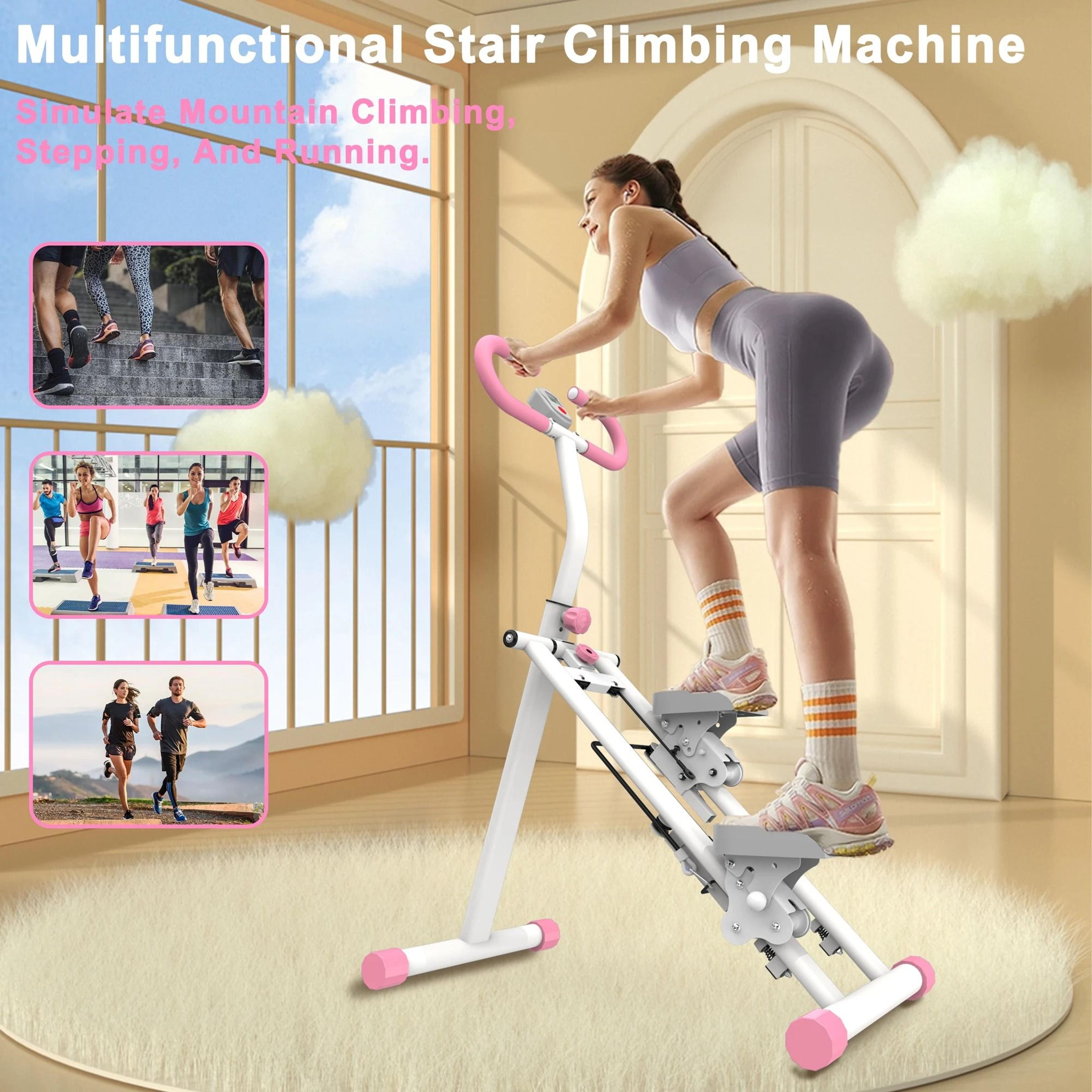 vertical climber machine with handlebar for full body home workout and cardio fitness