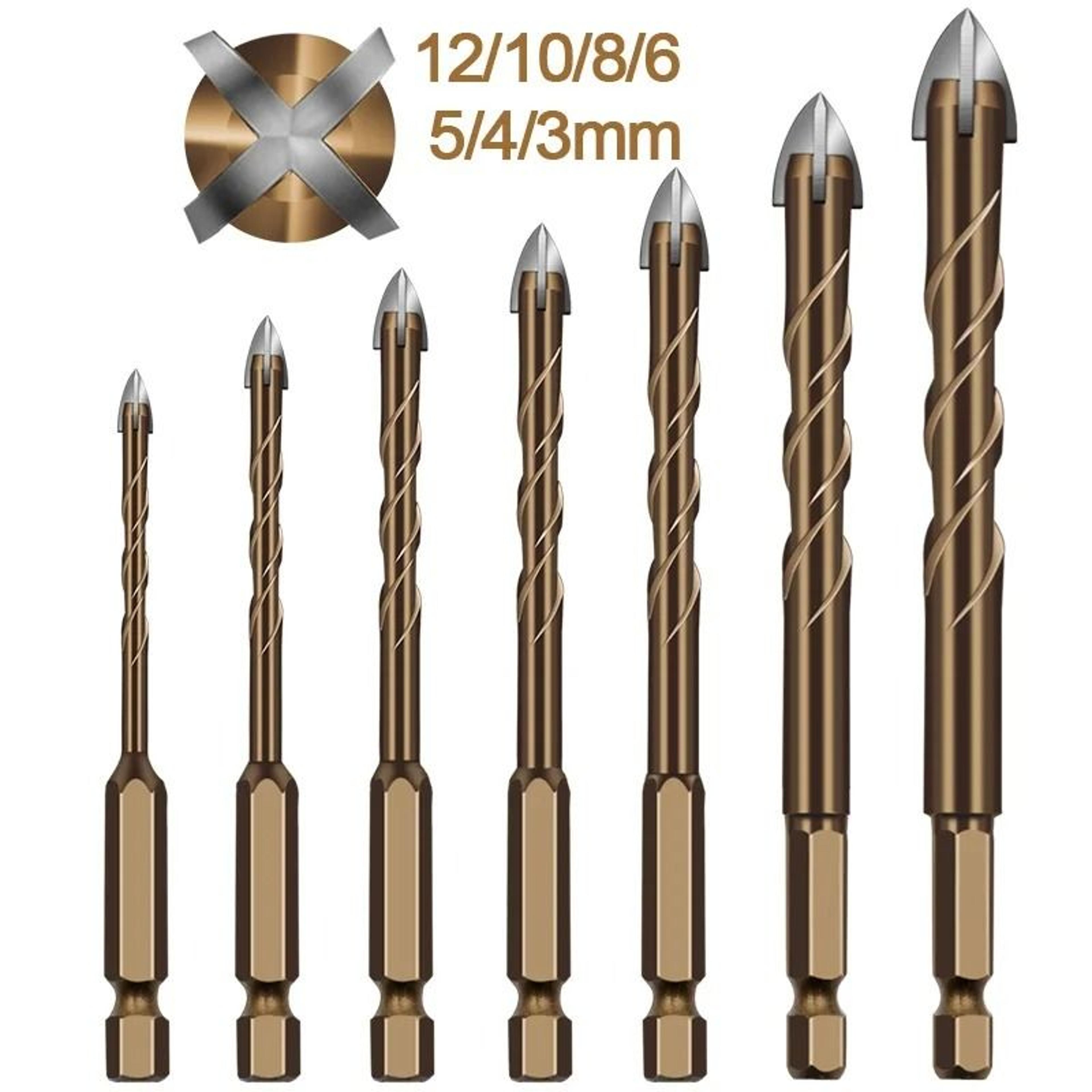 triangle alloy drill bit set for tile cement glass ceramic metal and wood in multiple sizes
