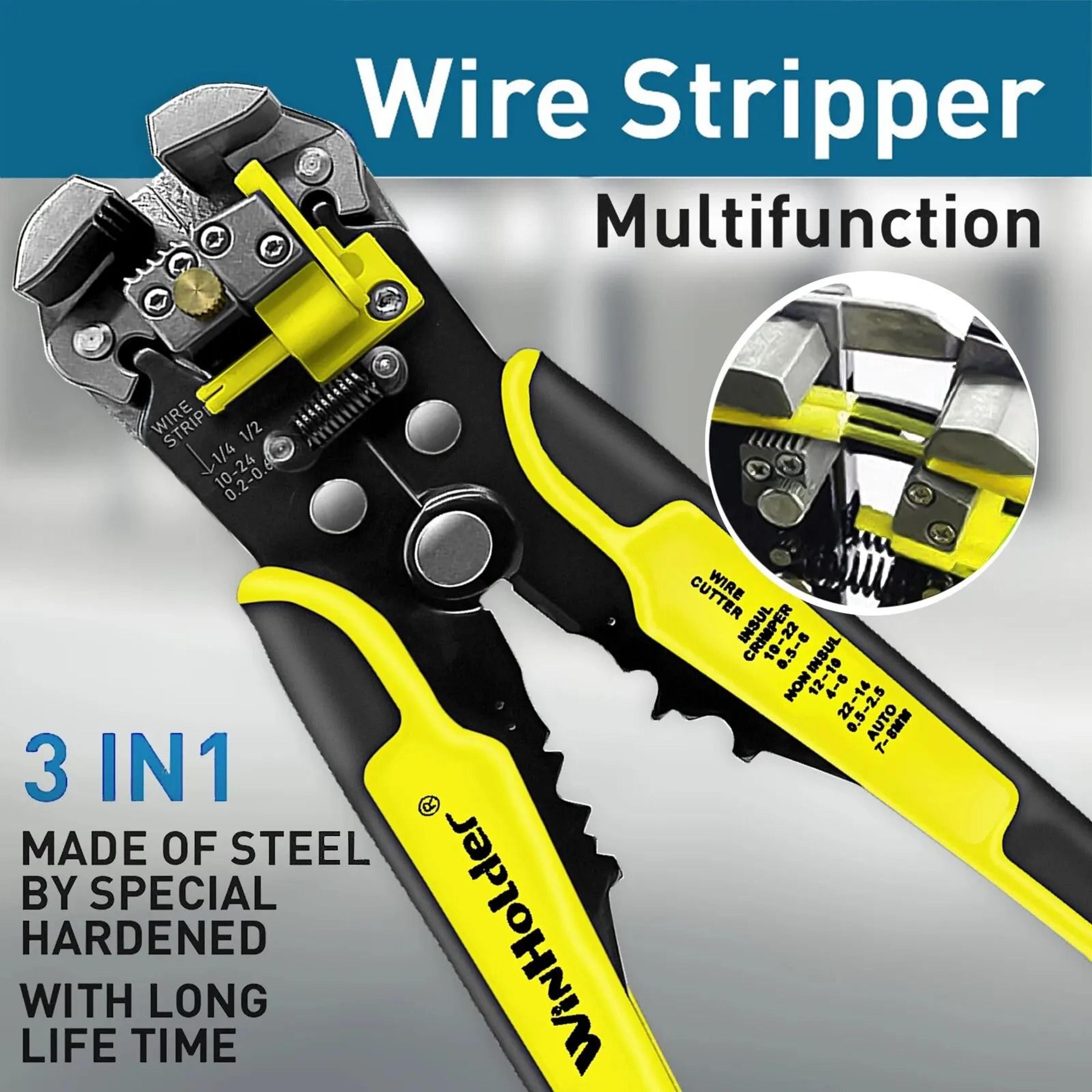 professional automatic wire stripper cutter and crimper tool for electricians and diy use