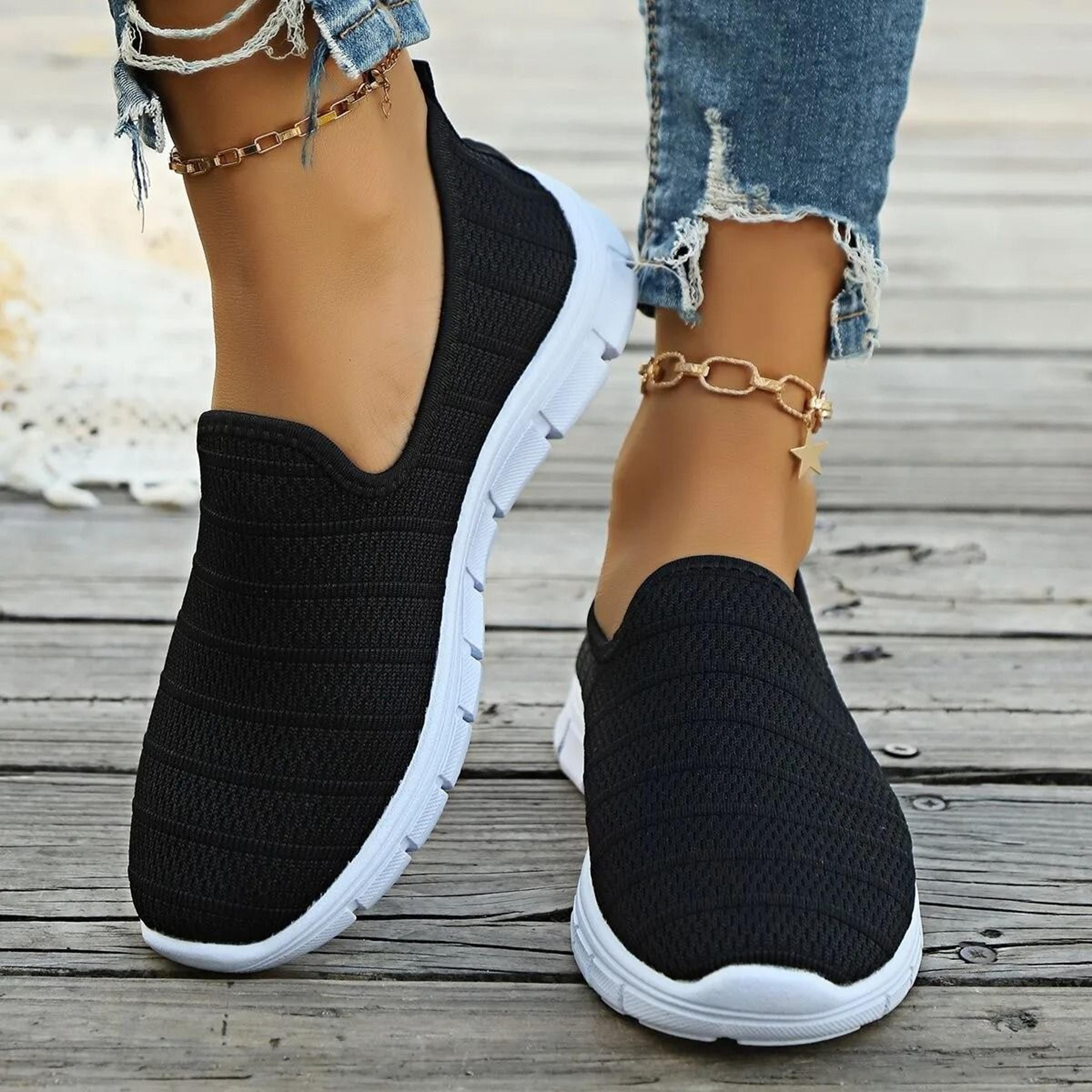 womens slip on mesh sneakers summer casual lightweight walking loafers with soft sole and breathable design