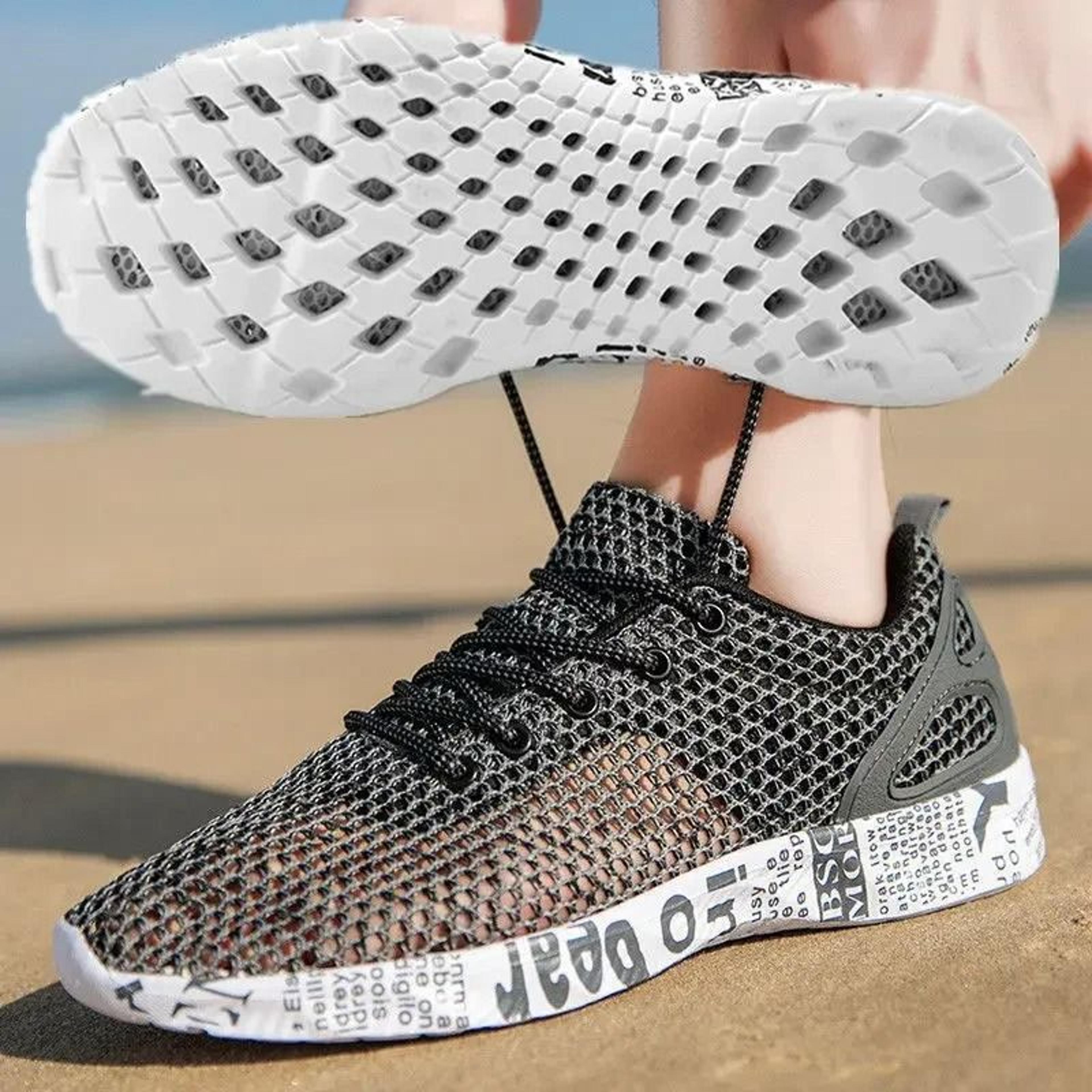 breathable mesh aqua sneakers for men lightweight sport casual walking shoes for summer beach and outdoors