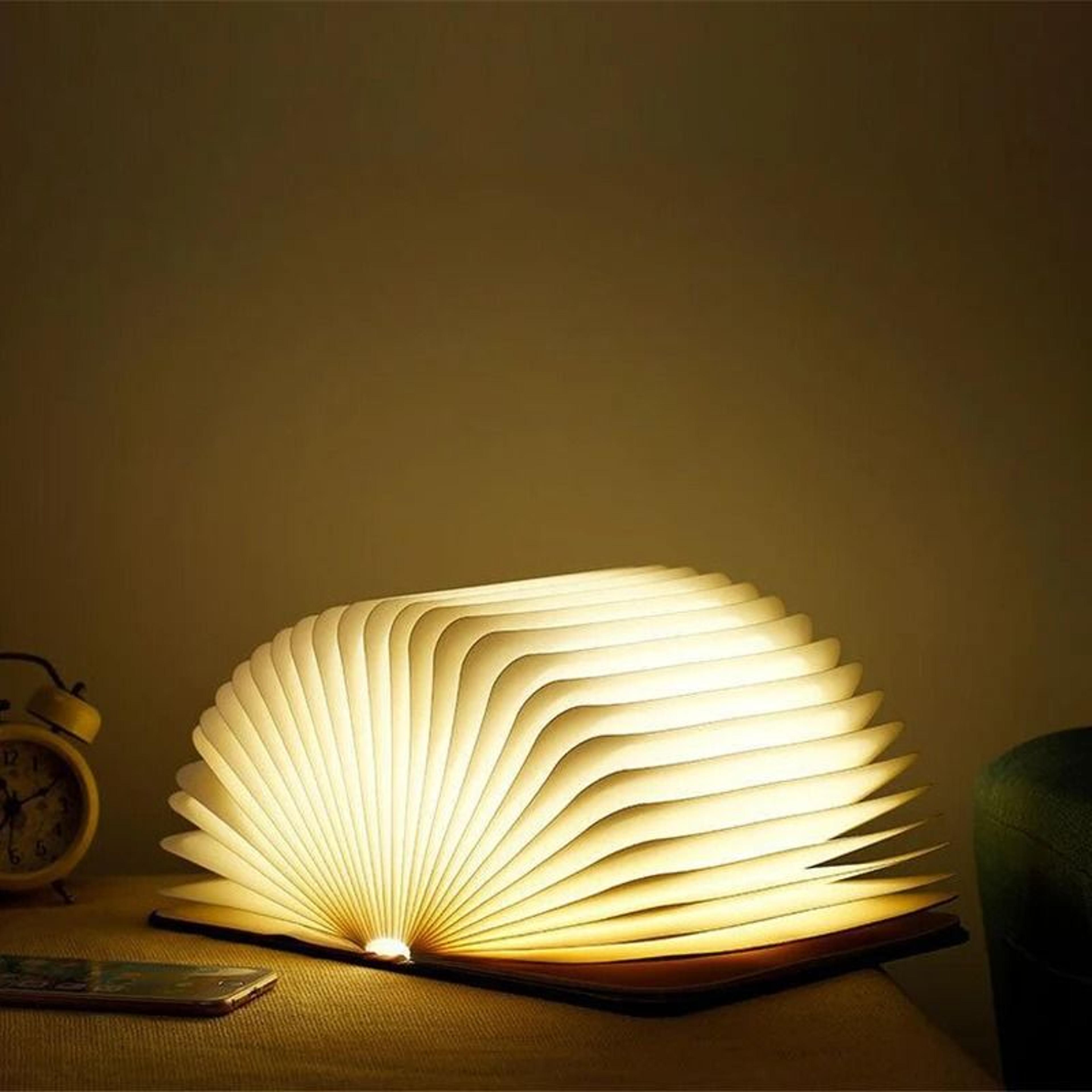 led foldable wooden book lamp with usb rechargeable light for bedroom bedside or holiday gift decoration