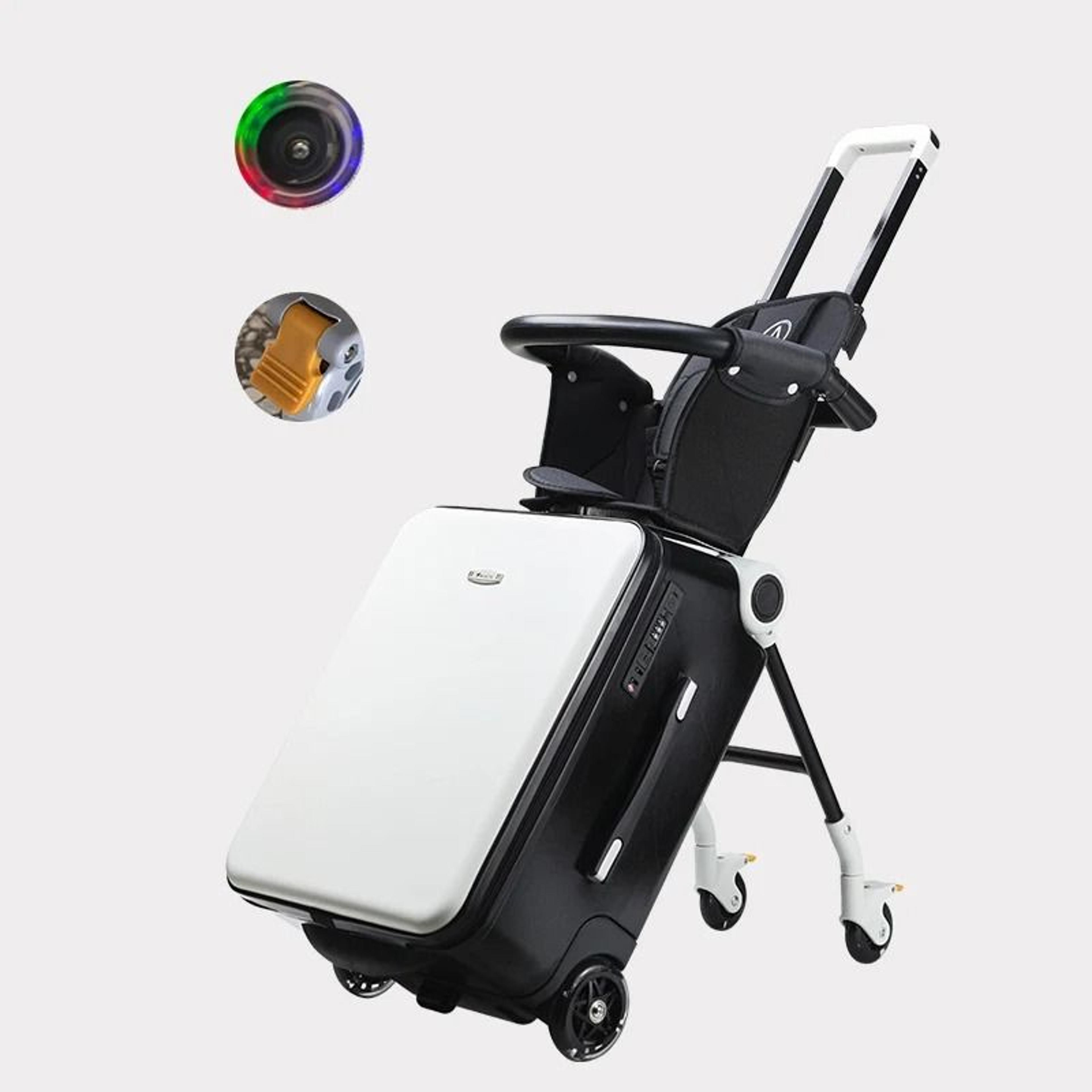 kids travel suitcase with seat and spinner wheels 20 inch hardside carry on luggage