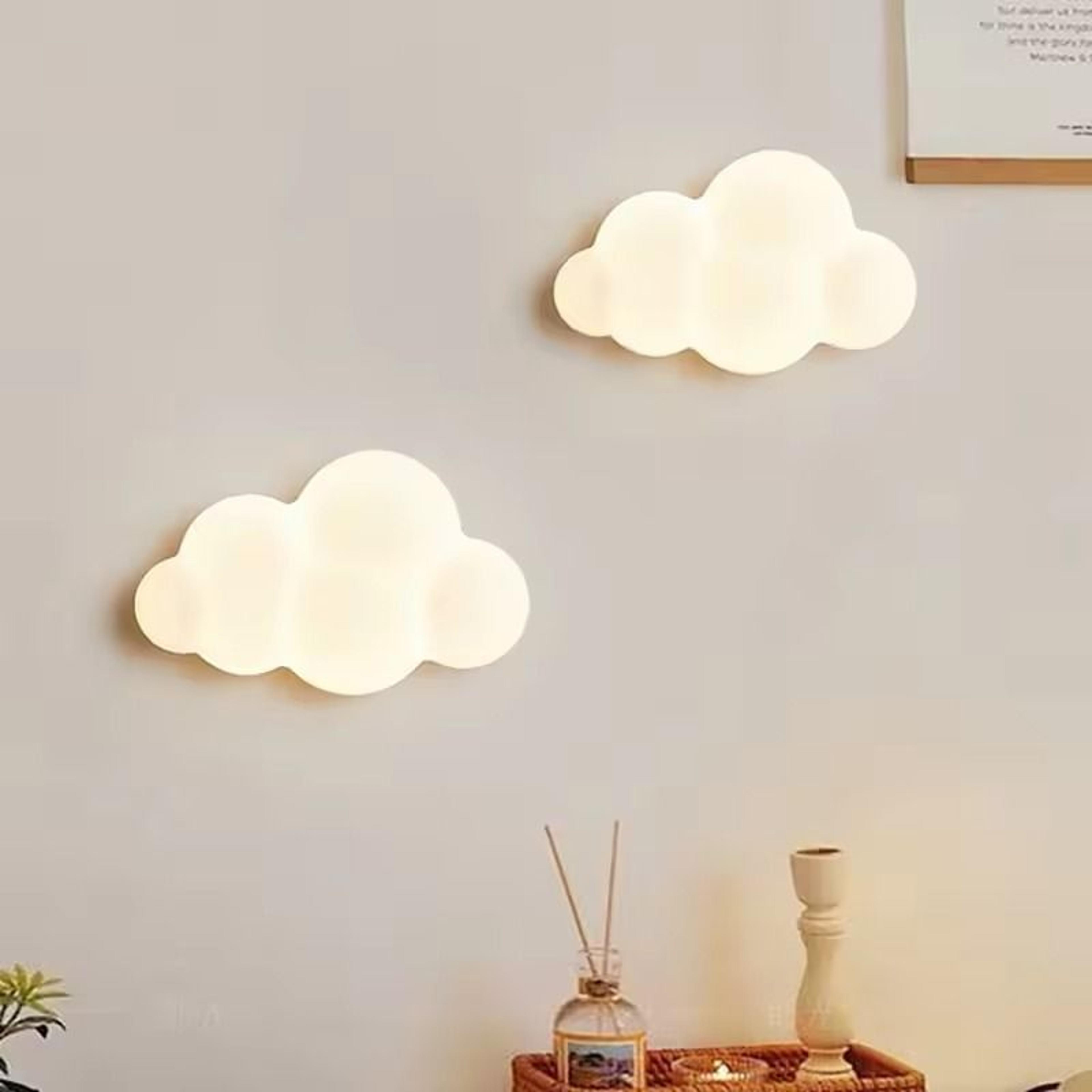 cloud shape wall lamp for kids bedroom or nursery with soft glow and star accents