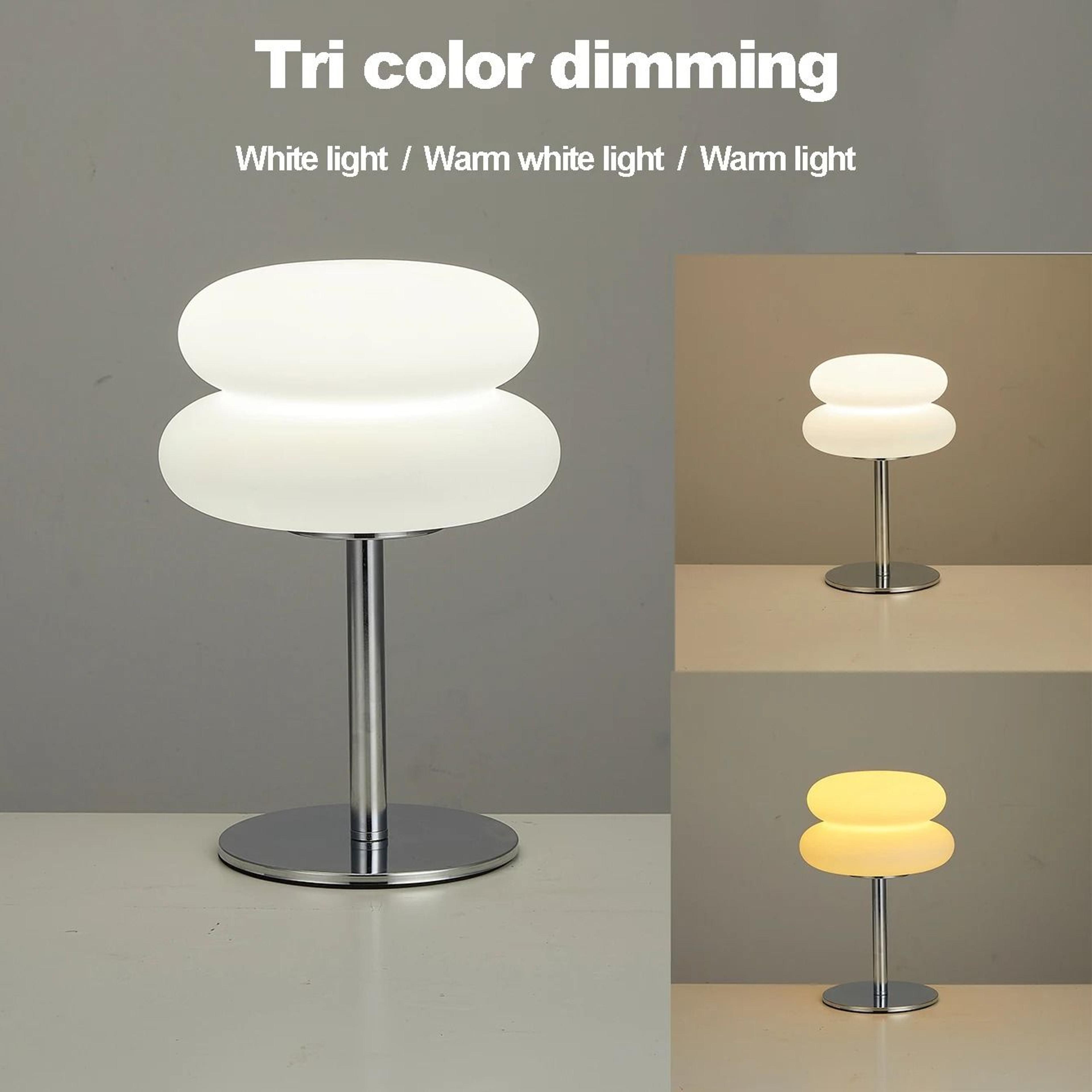 creamy style usb plug tri color dimming bedside table lamp for bedroom and study