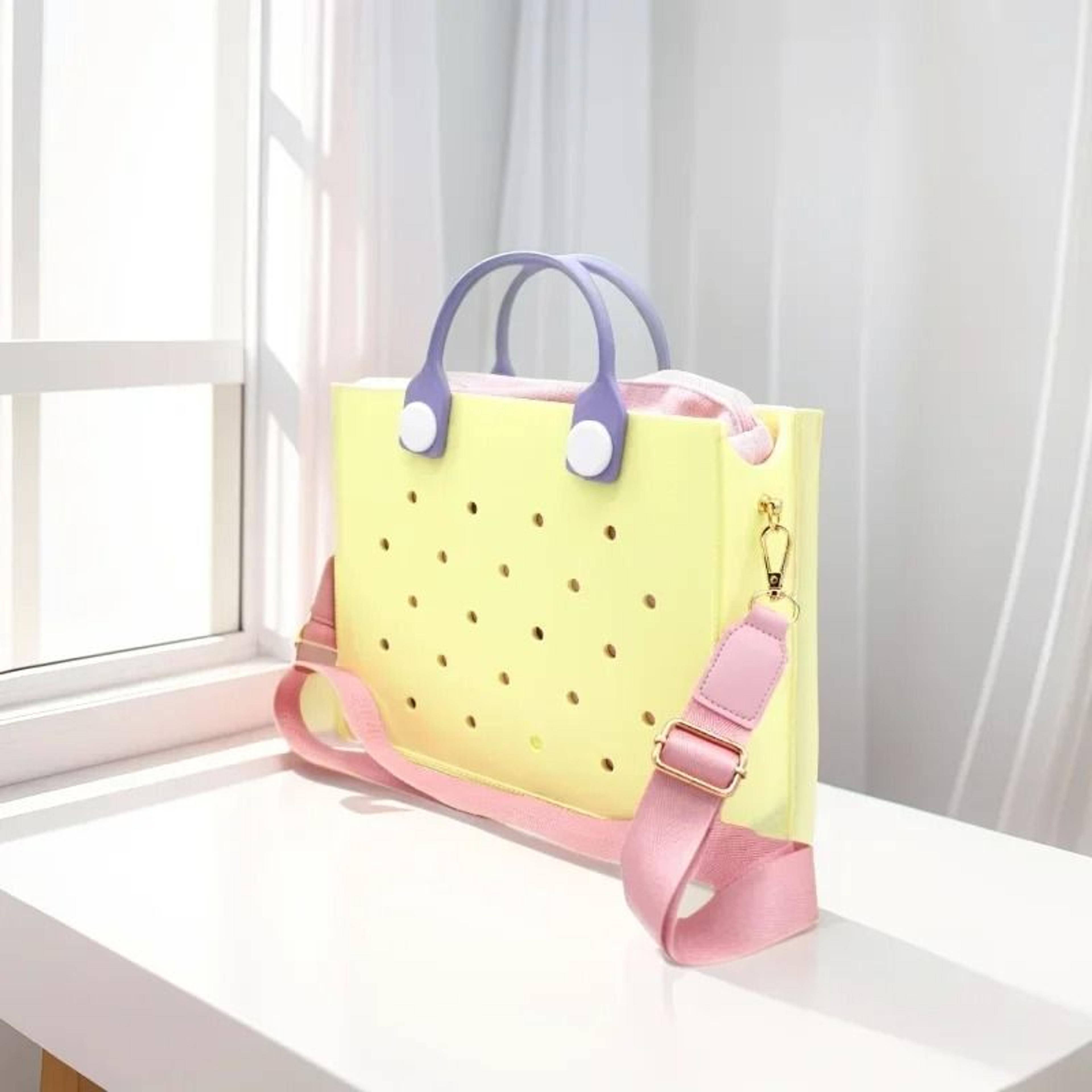 orange guy eva punched waterproof travel tote bag with charm holes