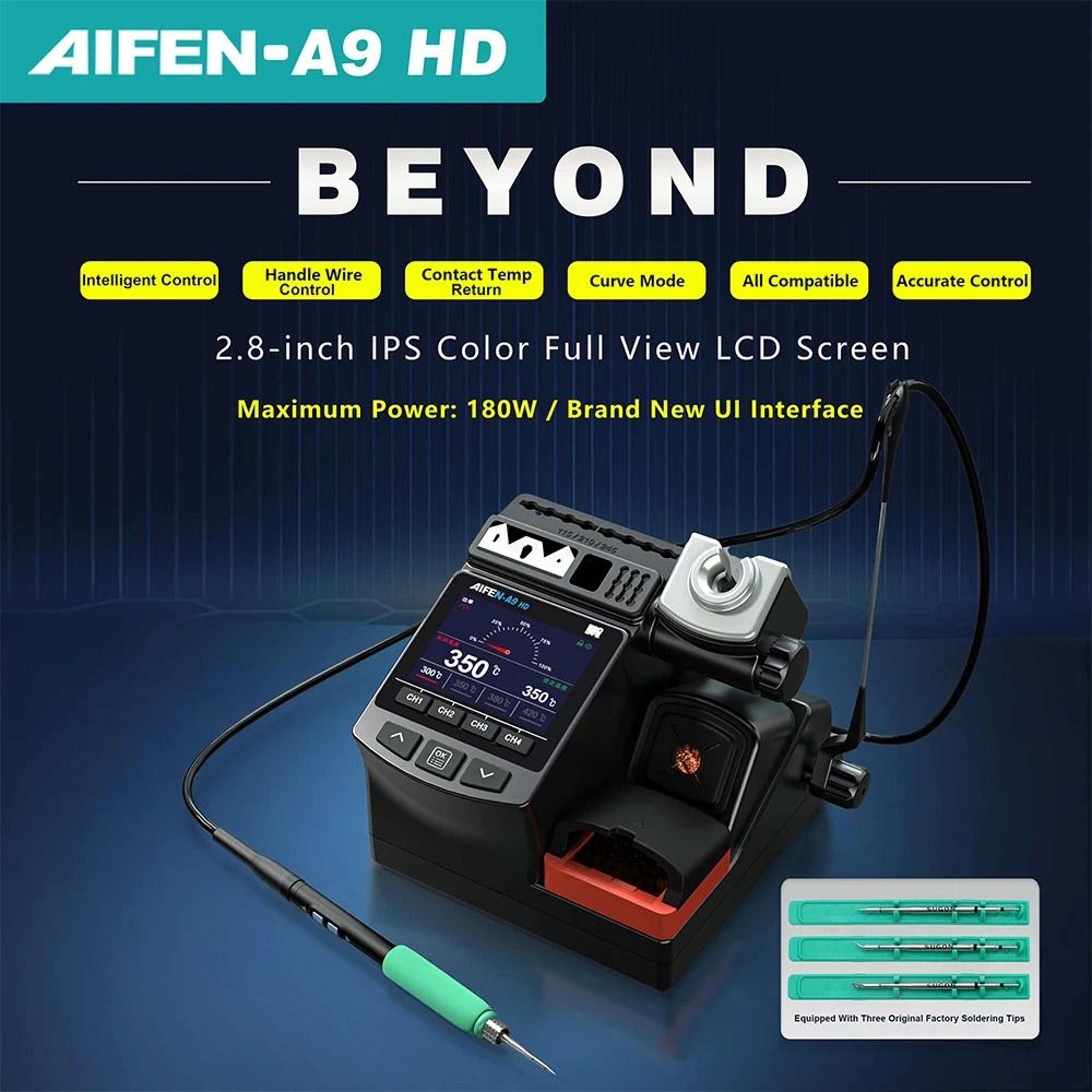 aifen a9hd 180w digital soldering iron station with curve mode