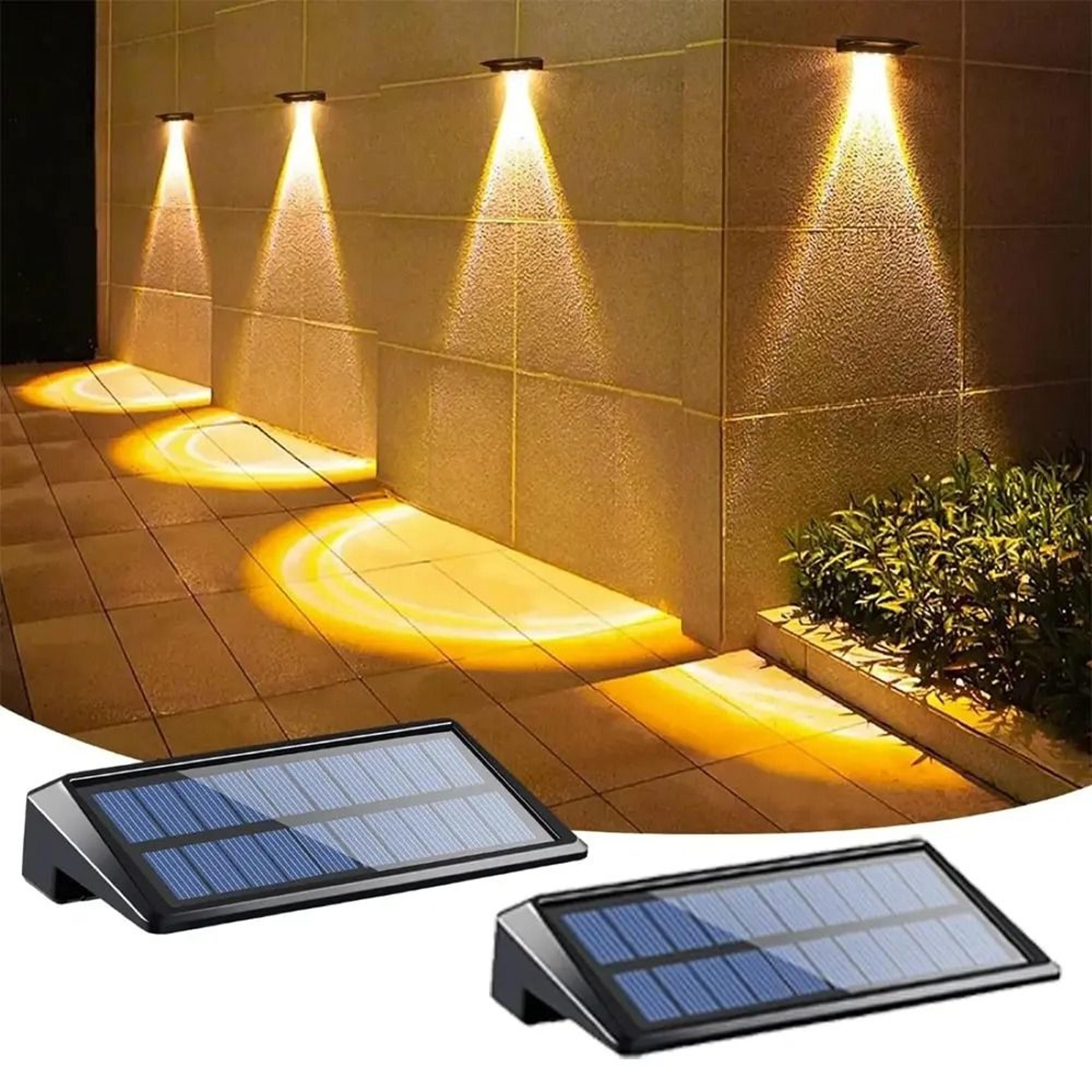 2 pack solar wall lights 4 led solar fence lights outdoor waterproof solar deck lights wall lights for fence post yard p