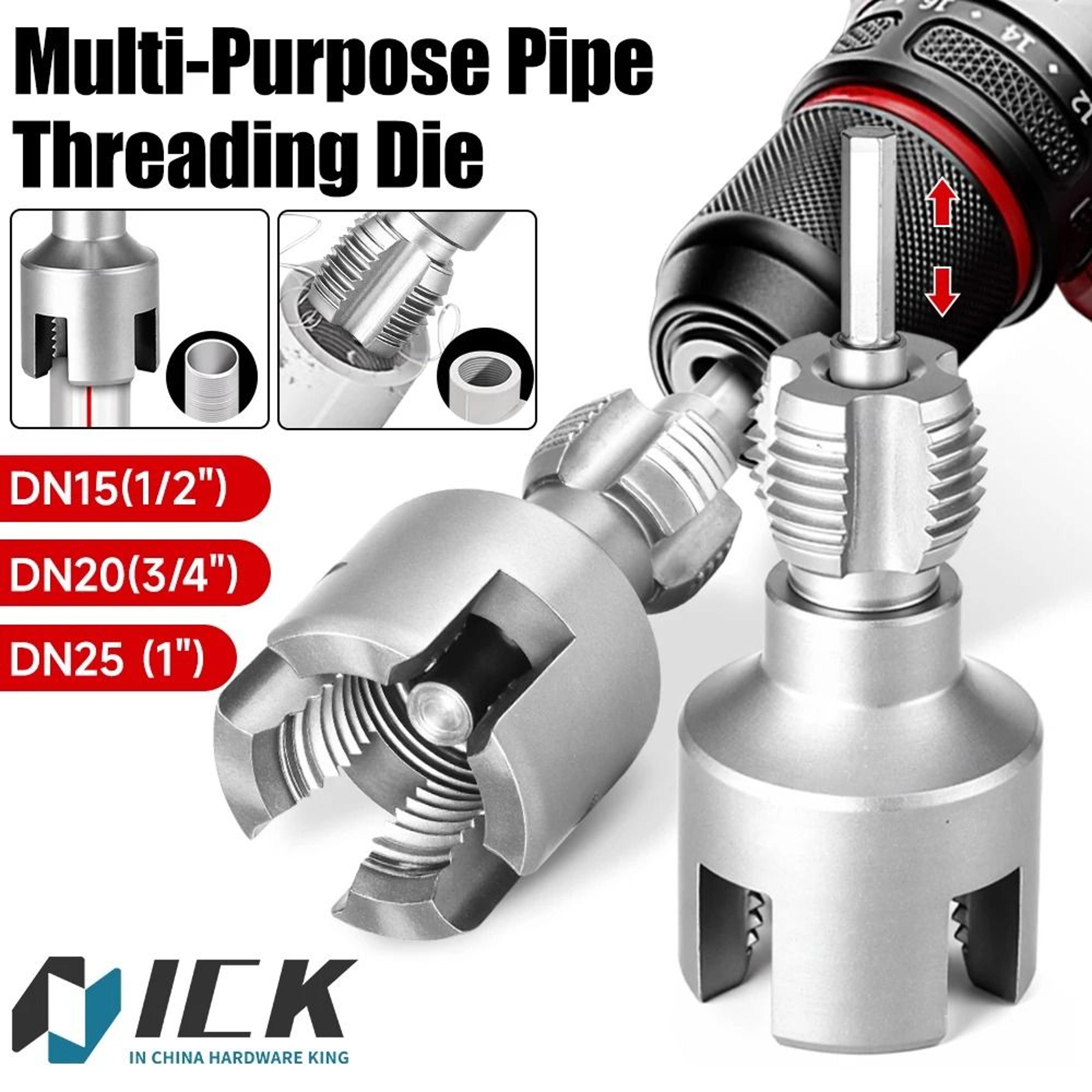 detachable dn15 dn20 dn25 pipe threading tool with hex shank for internal and external water pipe threads