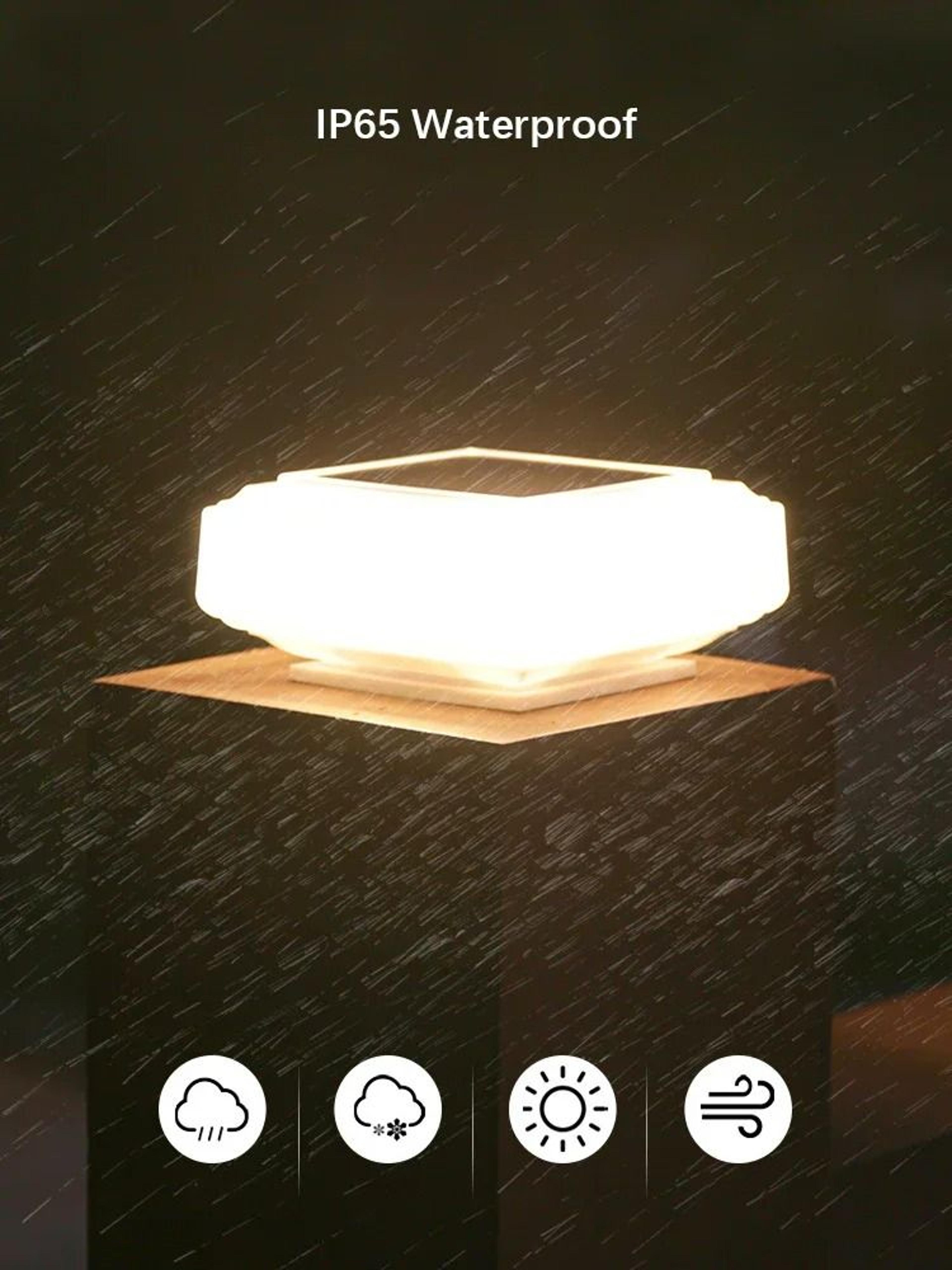 led solar pillar post cap light waterproof outdoor decor
