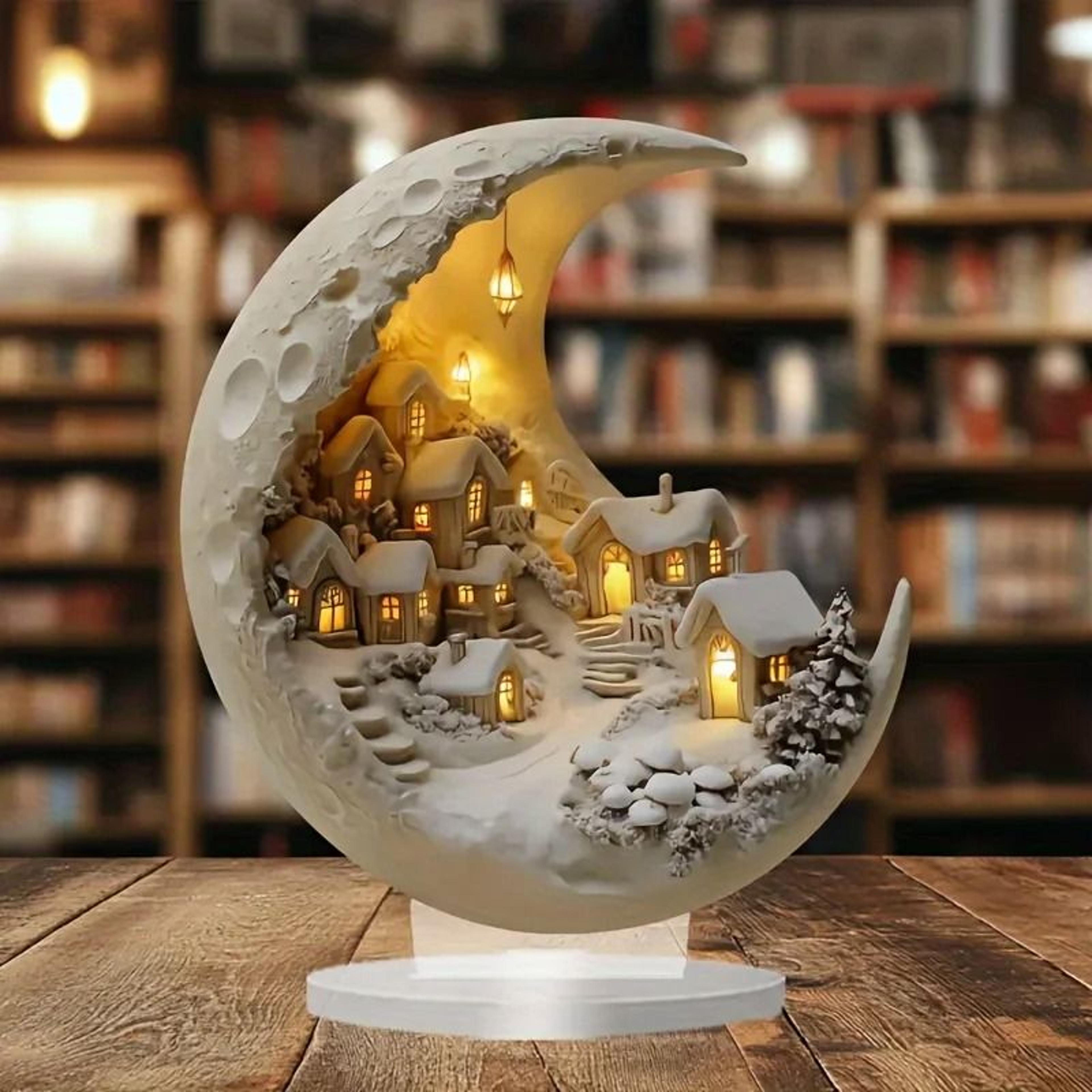 moonhouse wooden diy christmas ornament desktop plaque