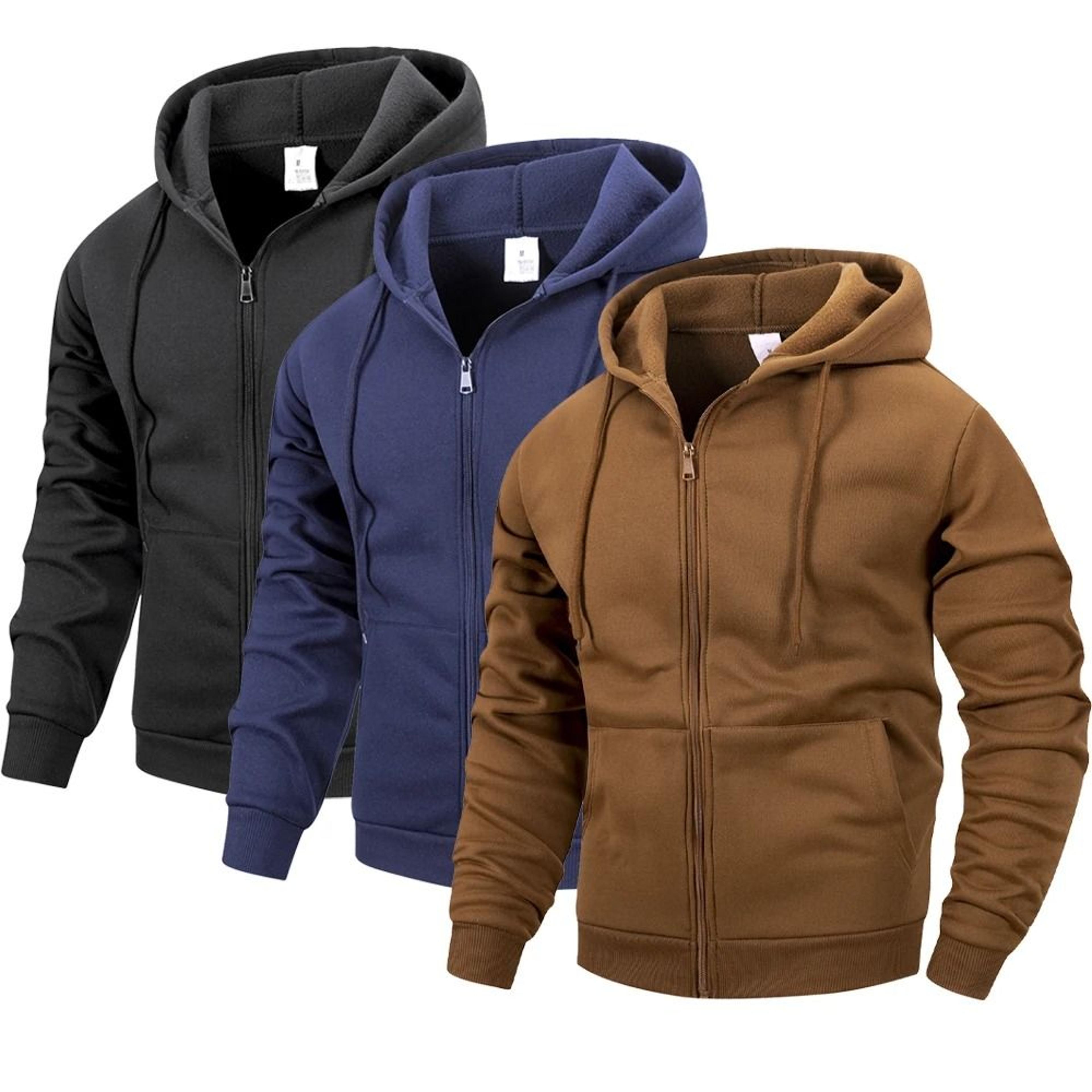mens zip hoodie jacket hooded sports outdoor daily basic casual autumn winter sweatshirt