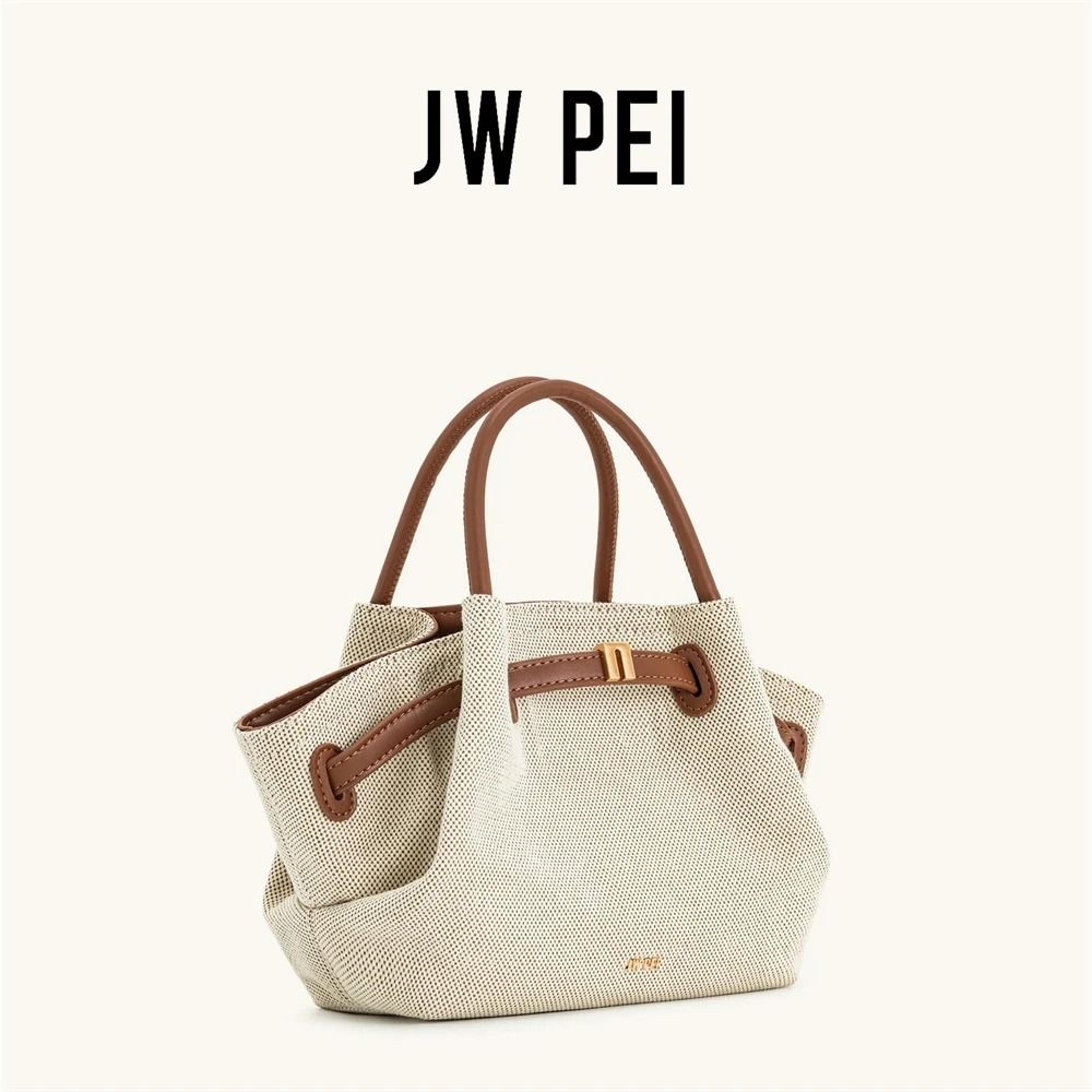 jw pei women canvas brown crossbody tote mini vegan leather handbag