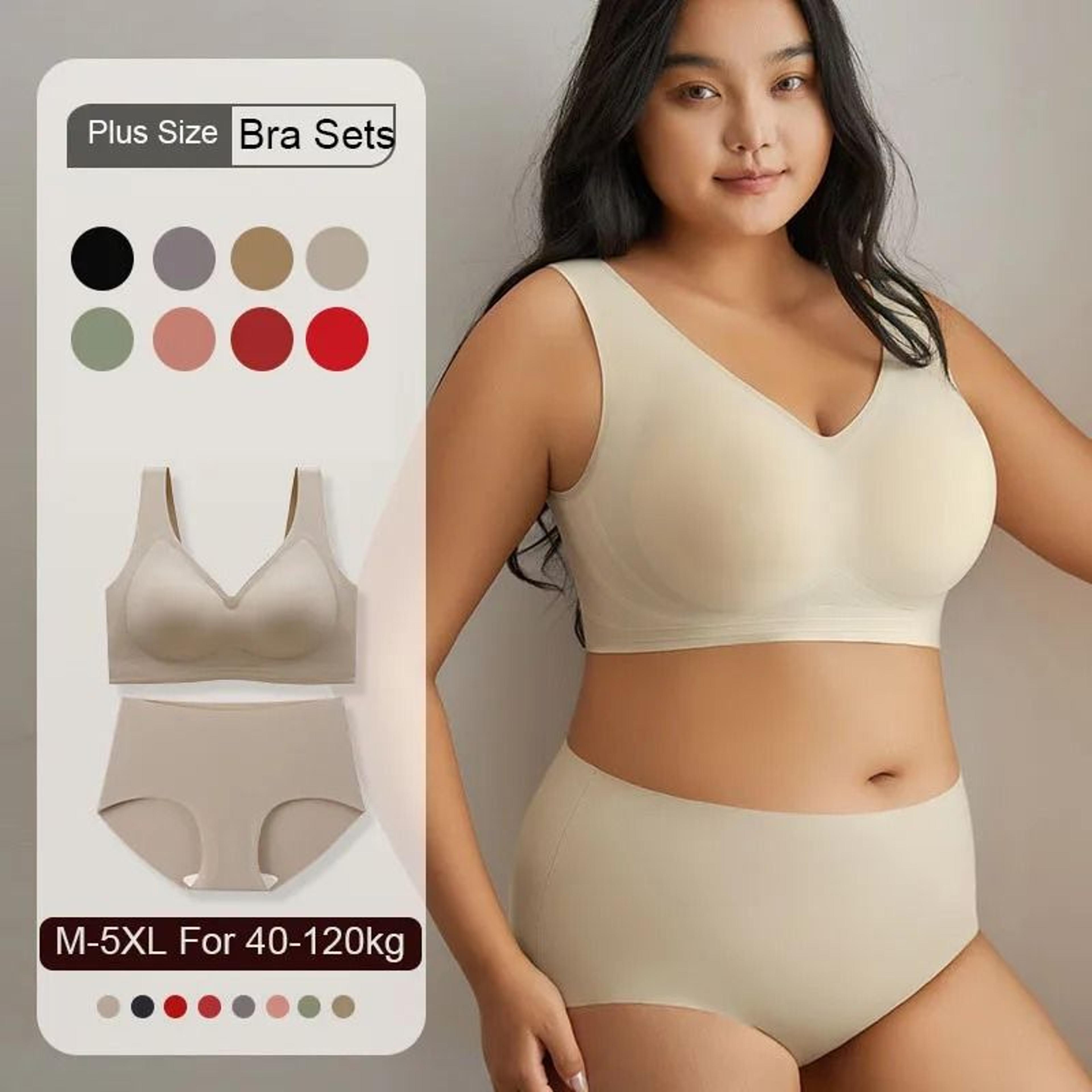plus size women bra sets panties wireless oversized bras anti sagging support m 5xl