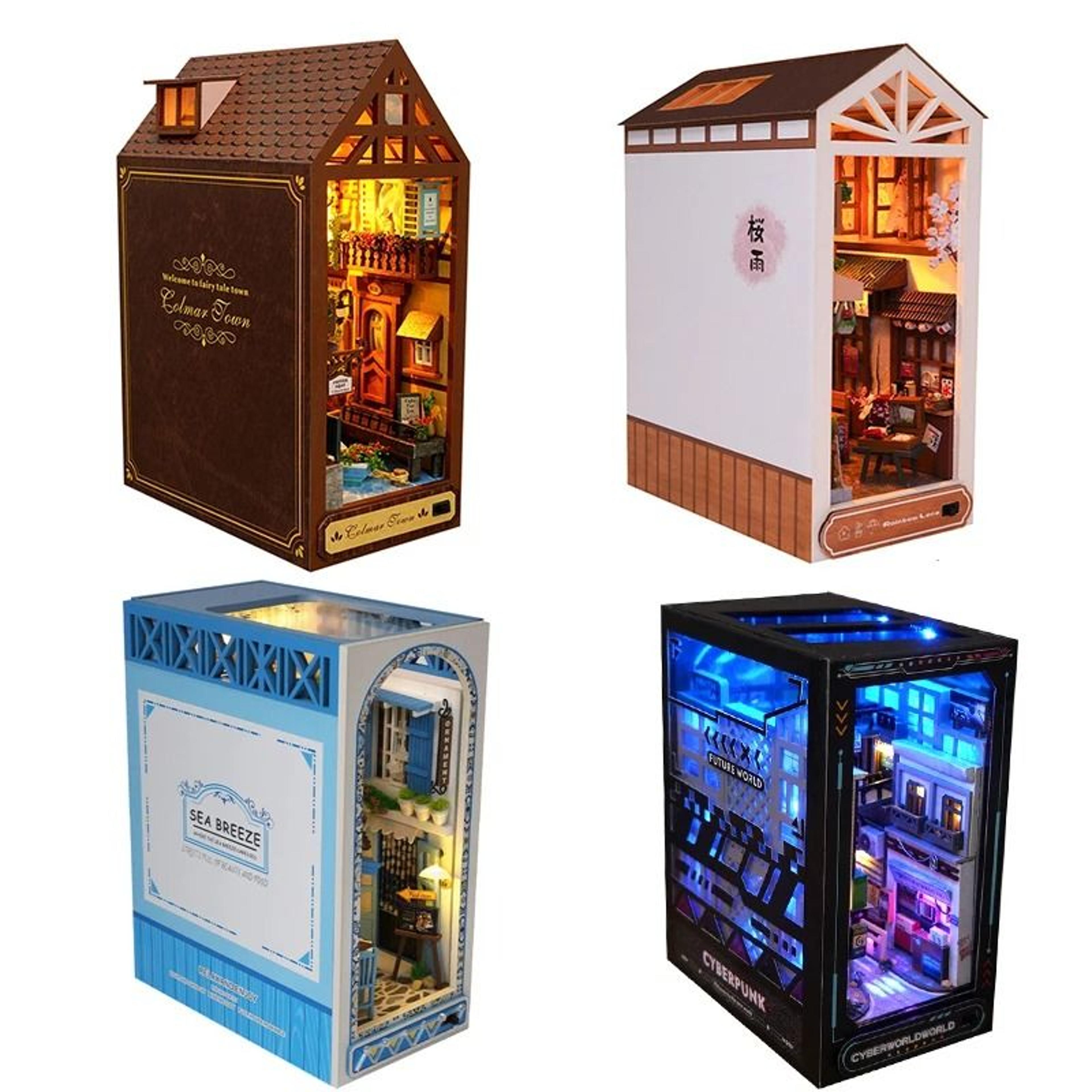 diy book nook shelf insert kit wooden miniature room dollhouse decor