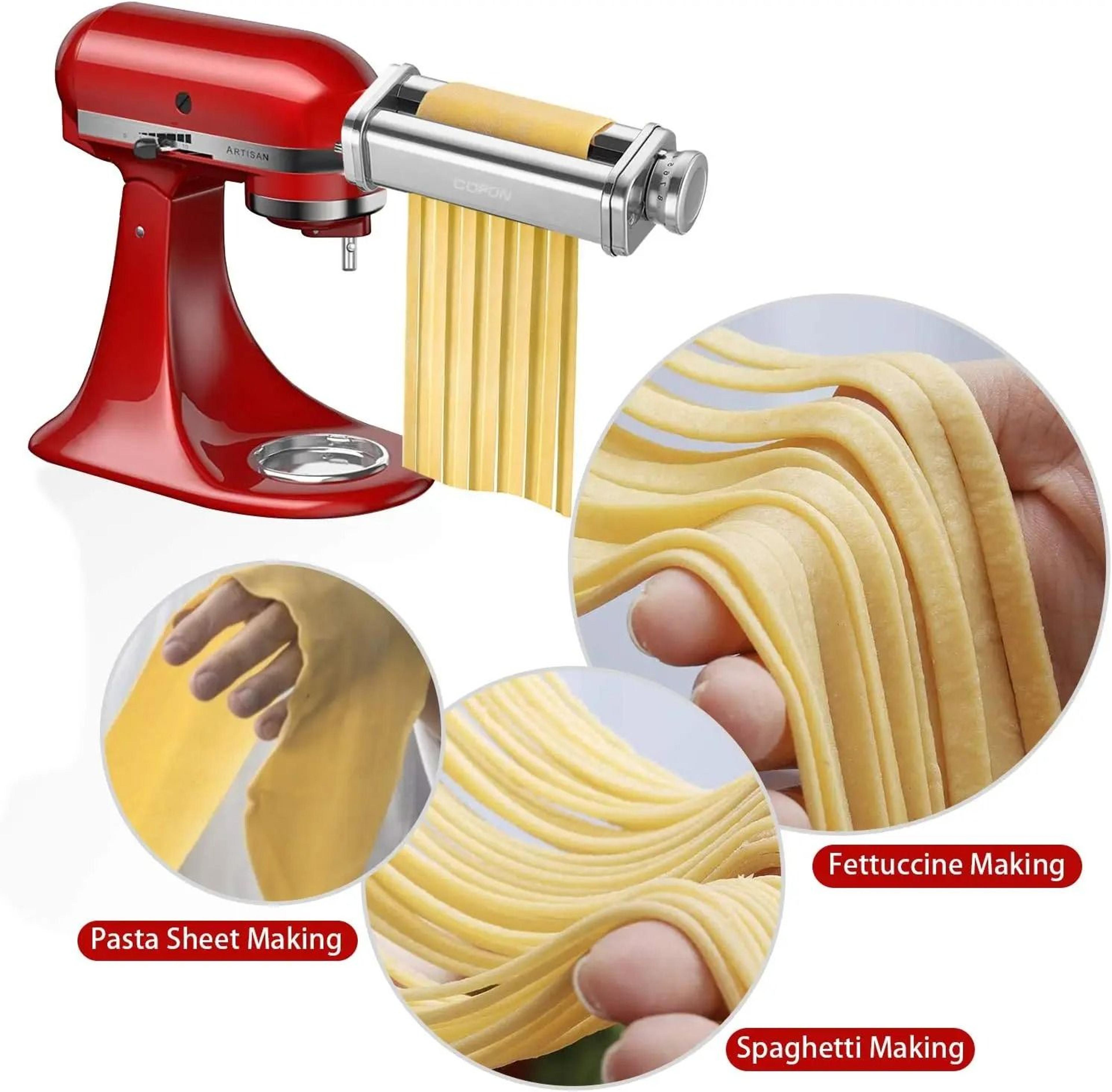 pasta maker attachment set for kitchenaid mixer with roller and cutter