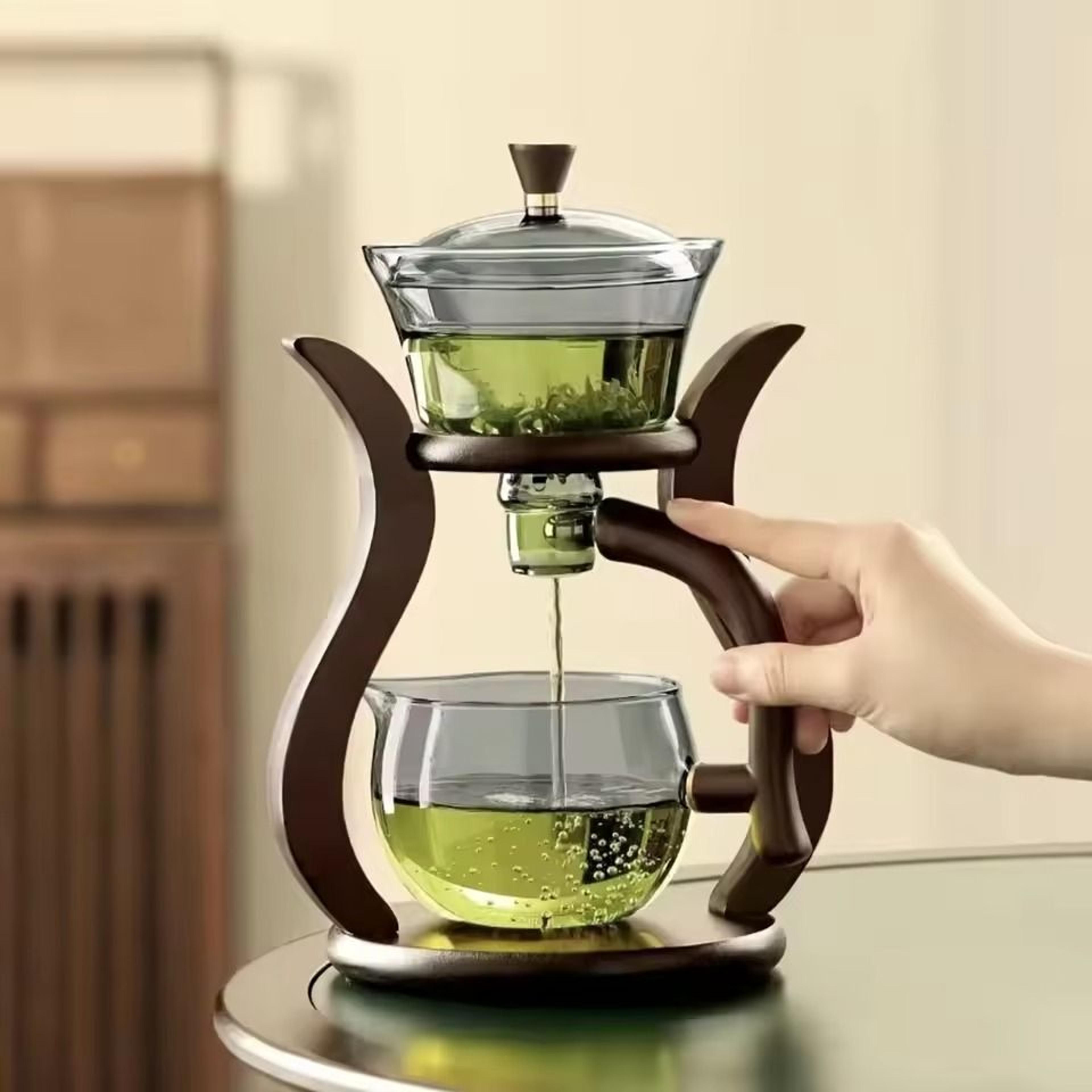 lazy kung fu glass tea set with infuser and magnetic semi automatic drip