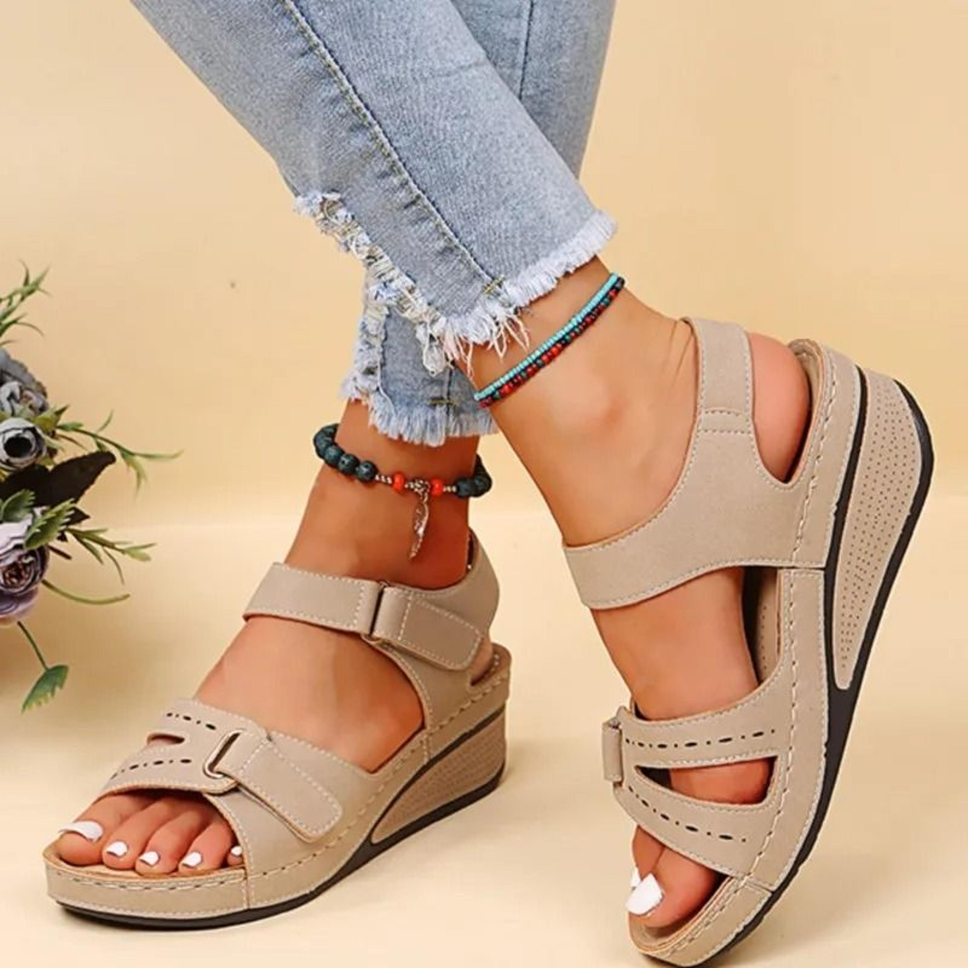 women soft slip on open toe casual sandals comfortable walking summer footwear