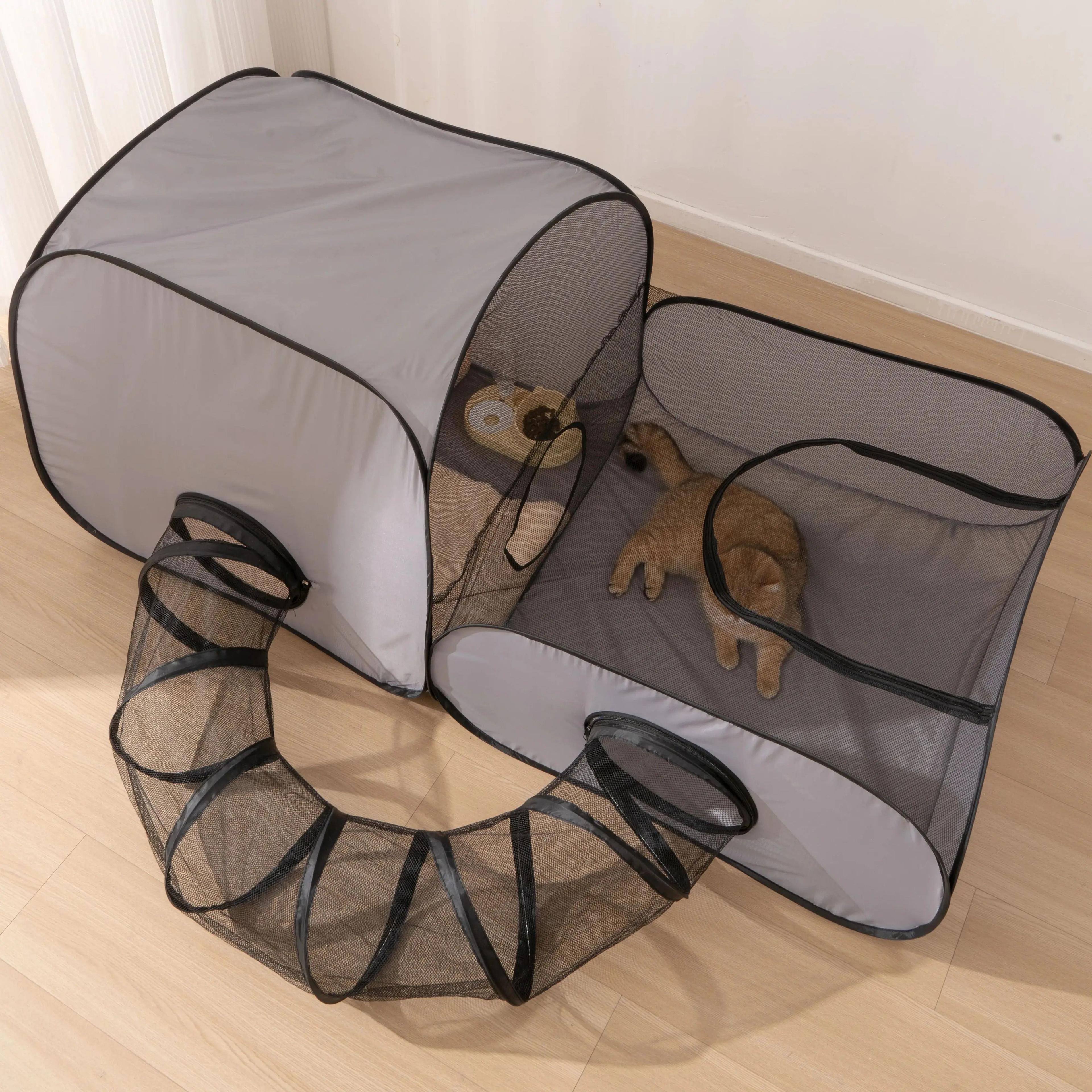 square gray oxford cloth pet tunnel foldable play pen for cats and dogs
