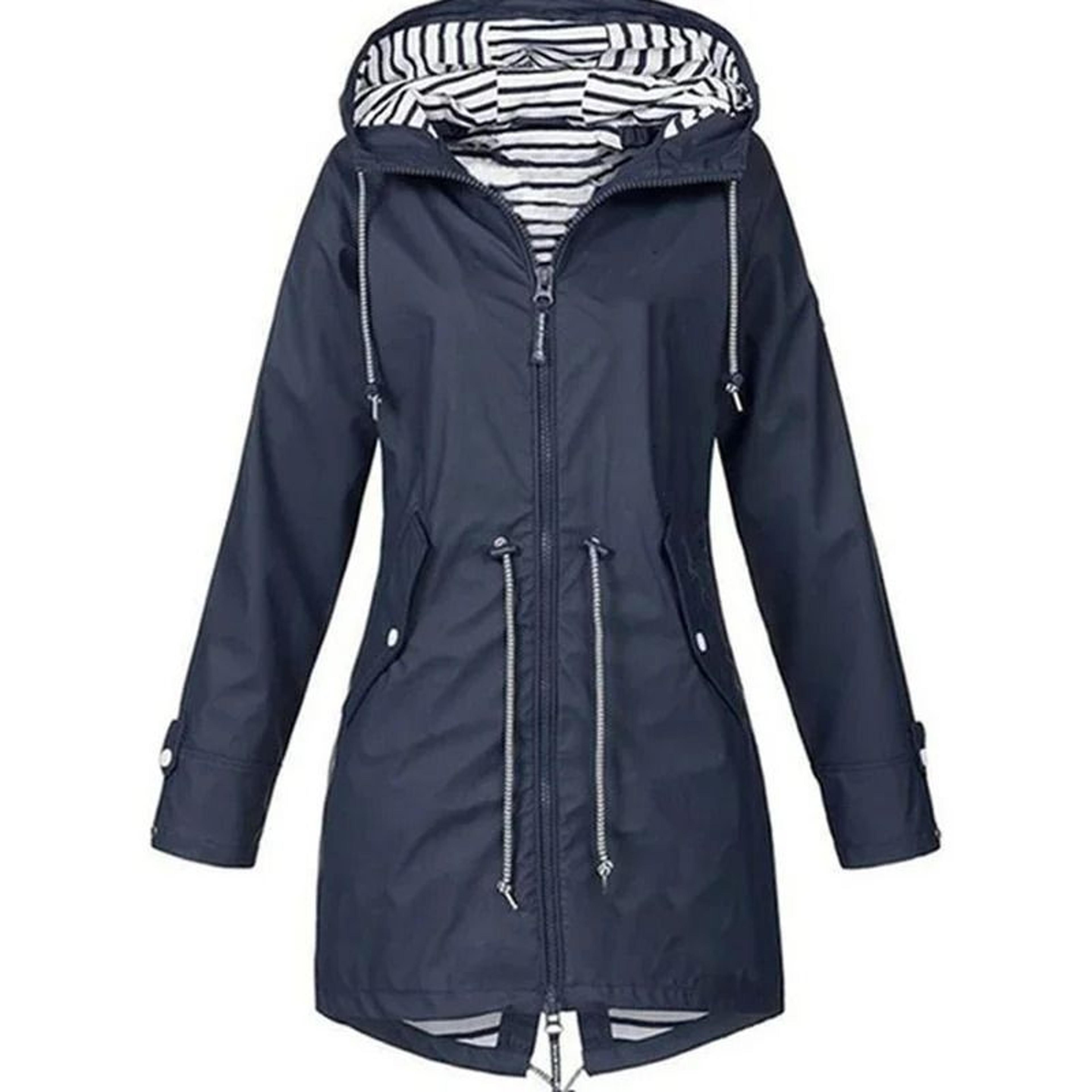 lightweight waterproof womens drawstring trench for hiking outdoors