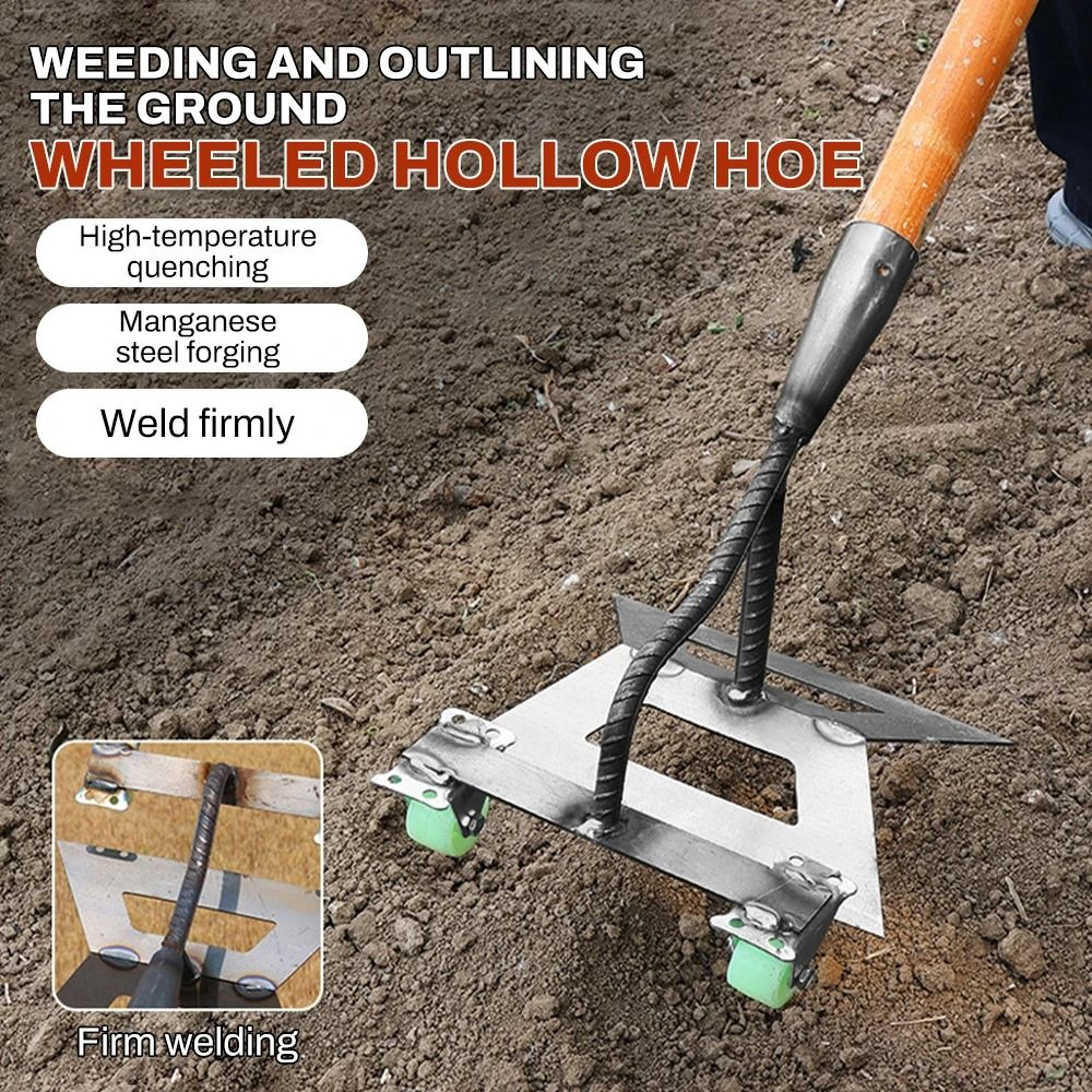 manual push dual head wheeled garden hoe weeder with manganese steel blades